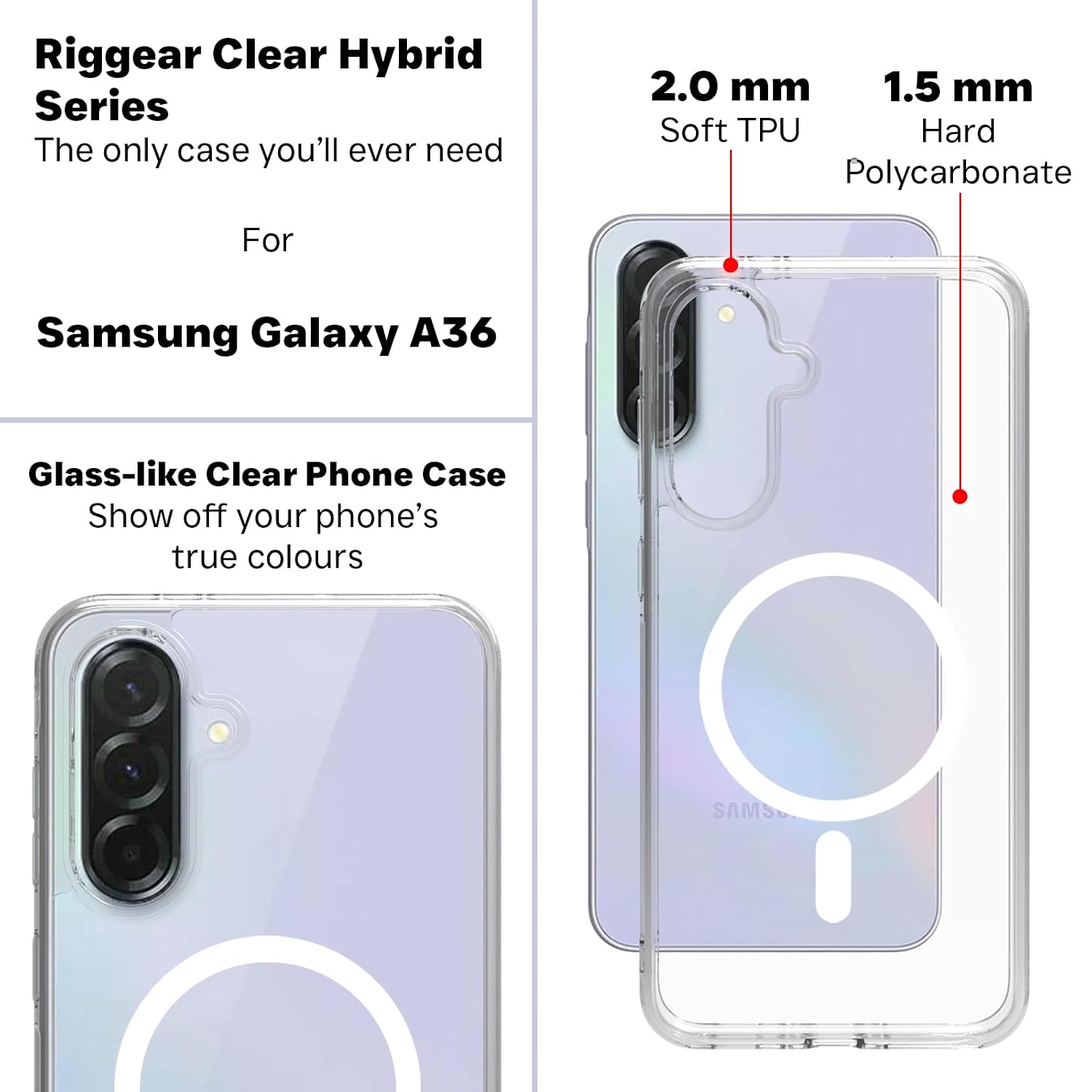 Samsung Galaxy A36 Back Cover Case | Clear Hybrid - Clear Magnetic