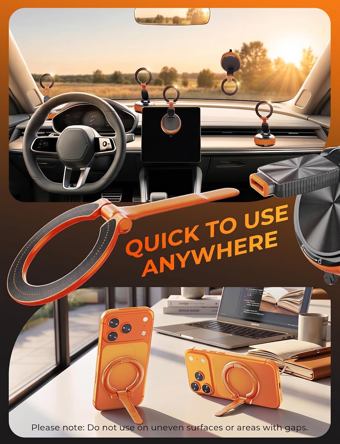 Magnetic Phone Mount Detachable | Orange