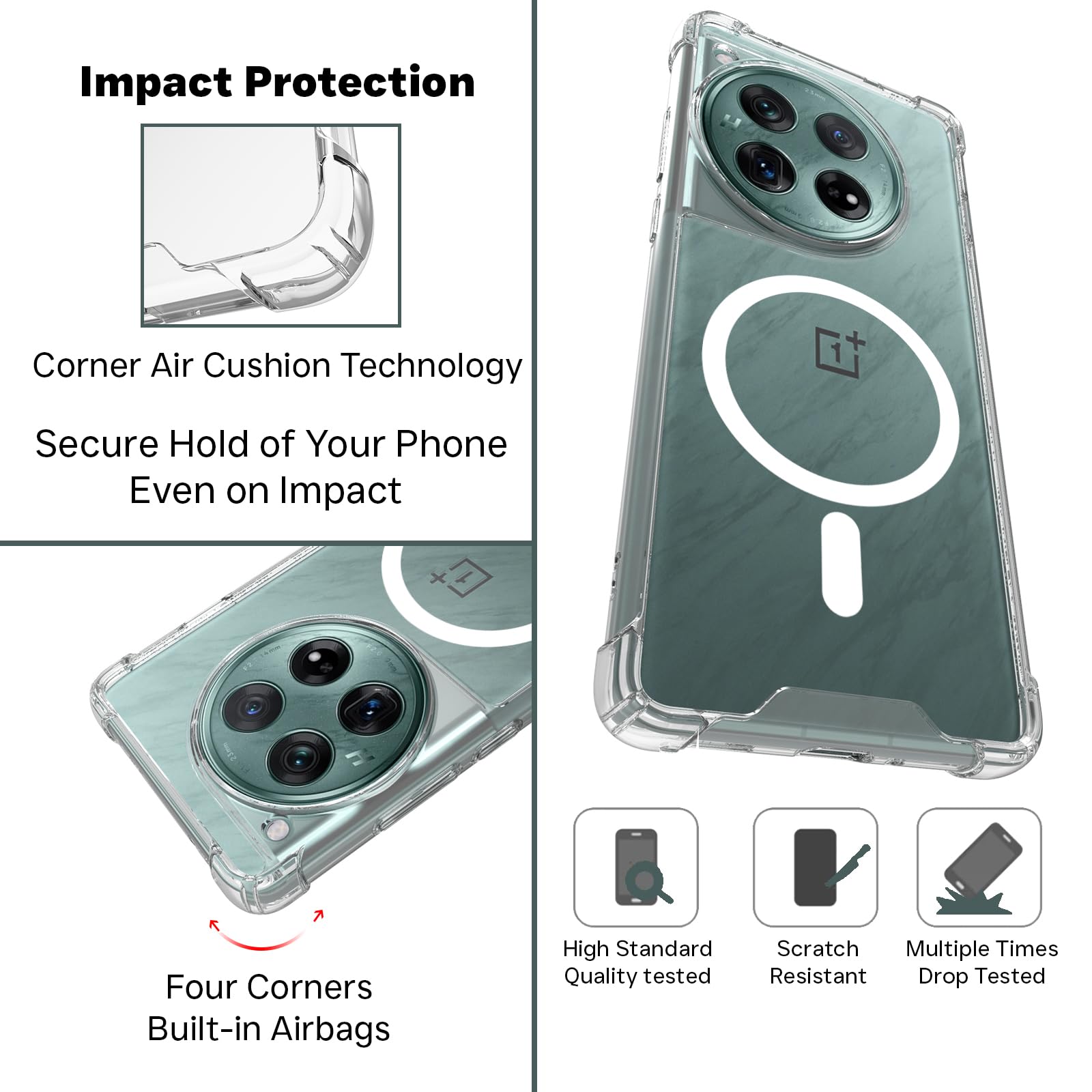 OnePlus 12 Back Cover Case | Clear Hybrid - Clear Transparent Magnetic