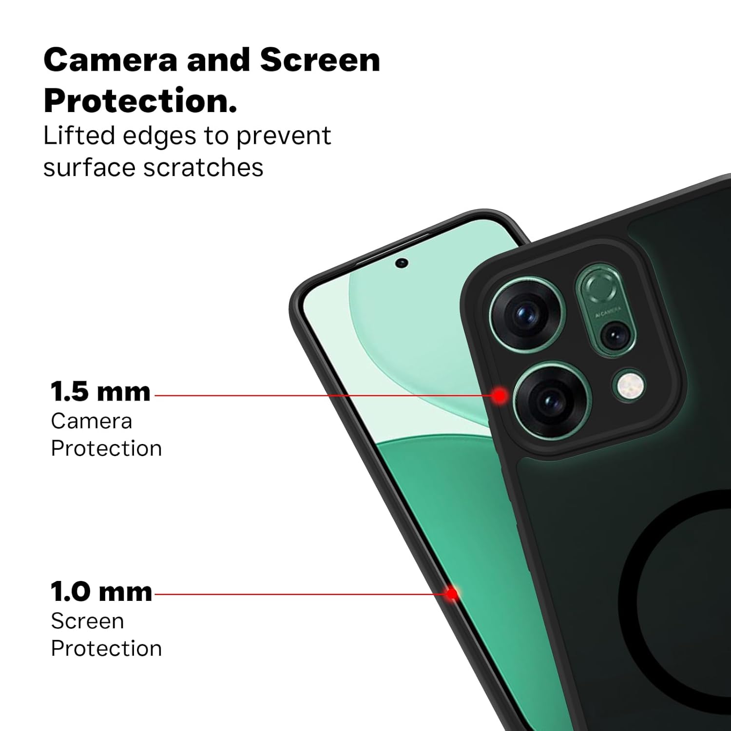 Oppo Reno14 5G Back Cover Case | Sleek Hybrid - Matte Black Magnetic
