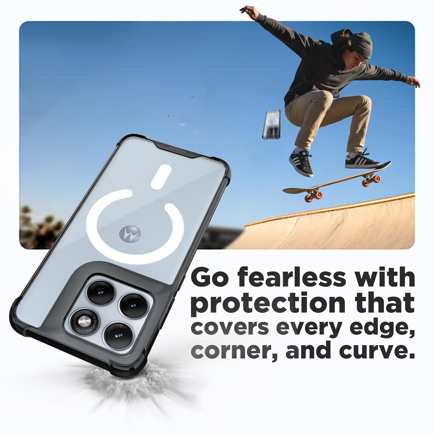 Motorola Edge 70 Fusion Back Cover Case | Clear Hybrid - Clear Smoke Magnetic