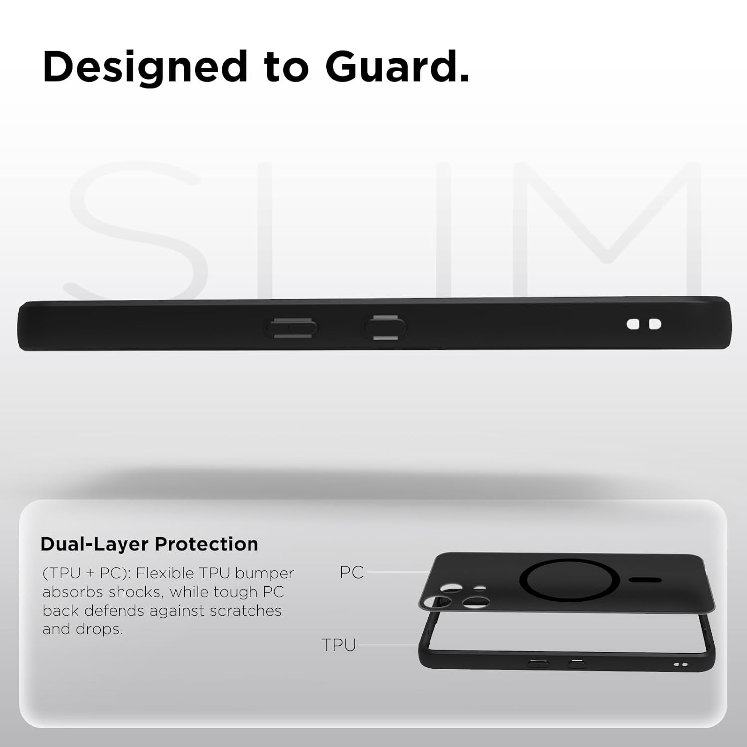 Nothing Phone 3a Lite 5G Back Cover Case | Sleek Hybrid - Matte Black Magnetic