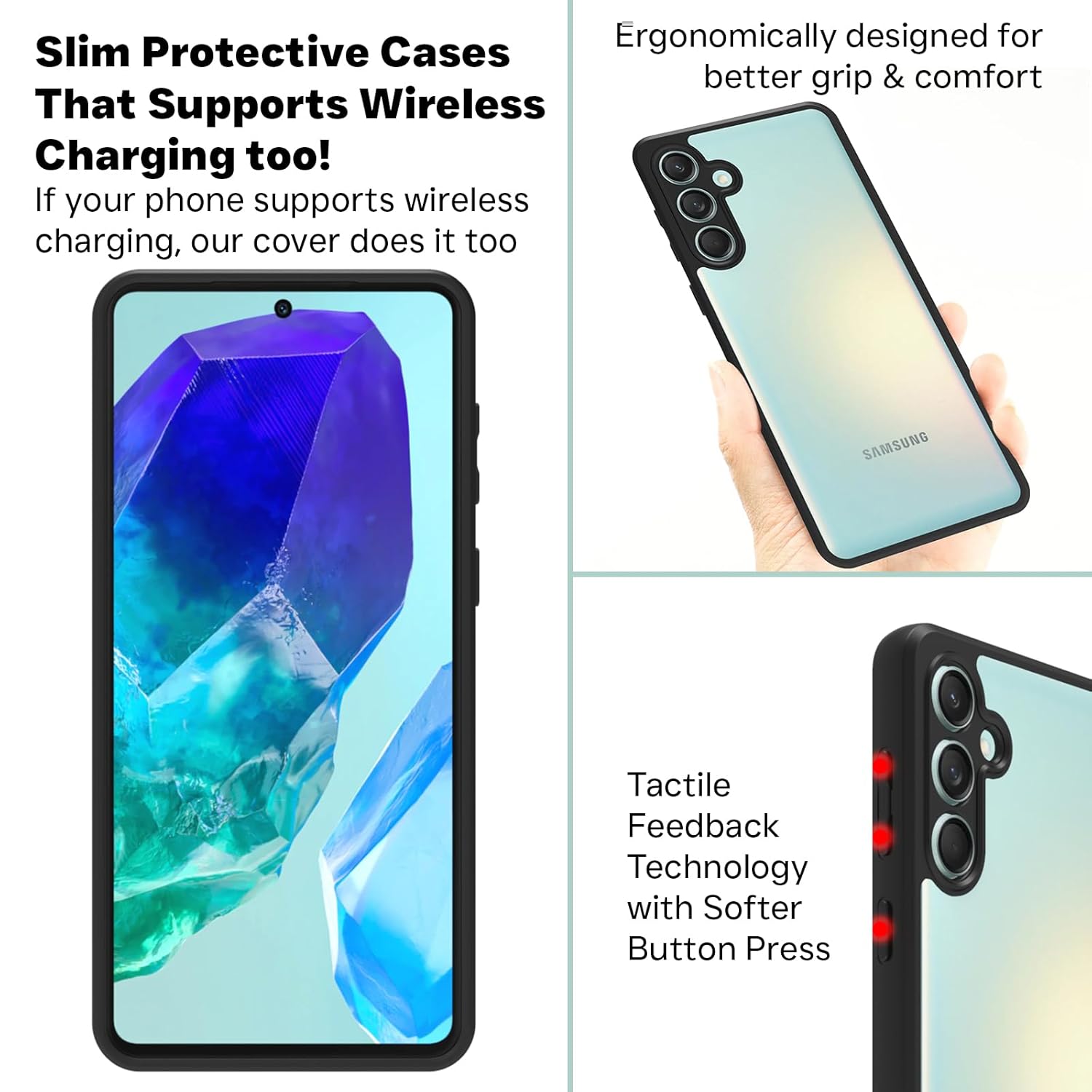 Samsung Galaxy M55 5G / Galaxy F55 5G / Galaxy M55s 5G Back Cover Case | Clear Hybrid - Clear Black