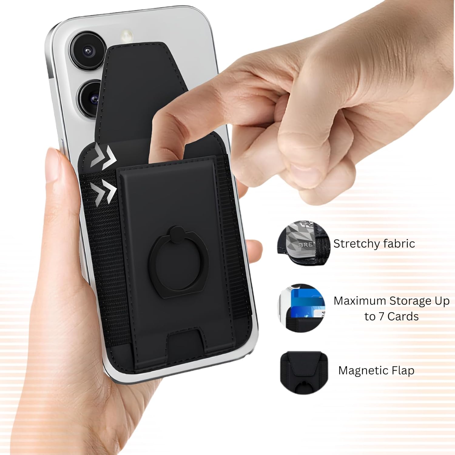 Magnetic Phone Wallet with Grip | Phantom - Black