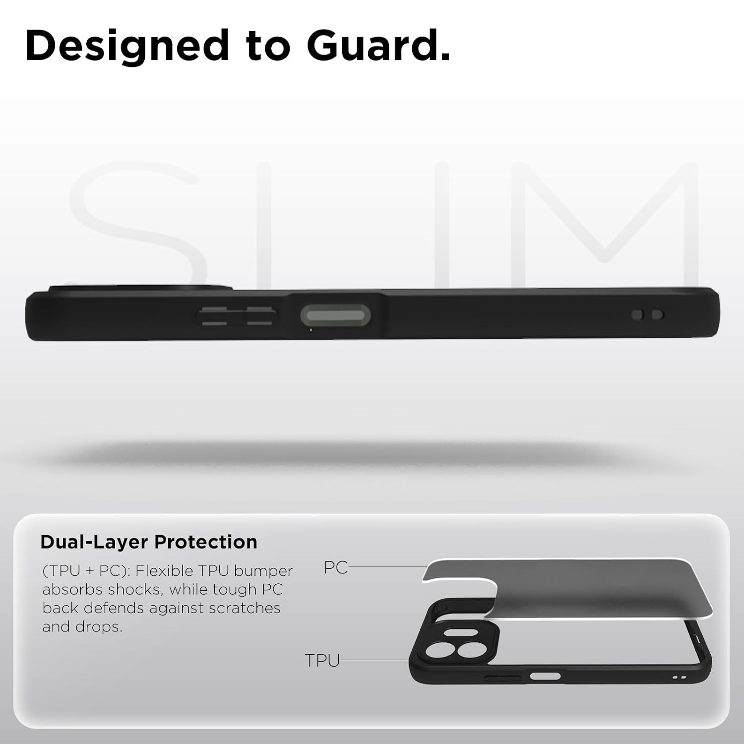 OnePlus N6 Back Cover Case | Sleek Hybrid - Matte Black