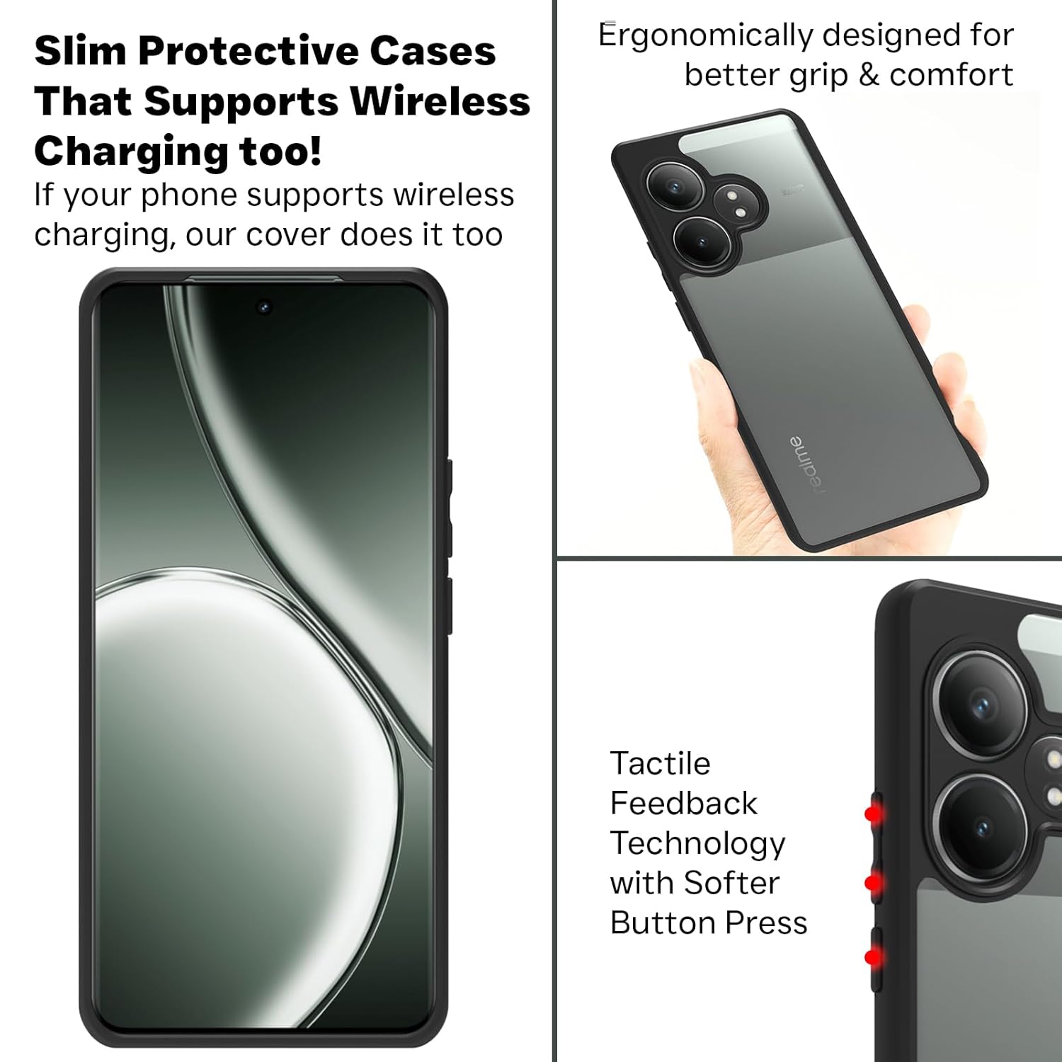Realme GT 6 / GT 6T 5G Back Cover Case | Sleek Hybrid - Clear Black