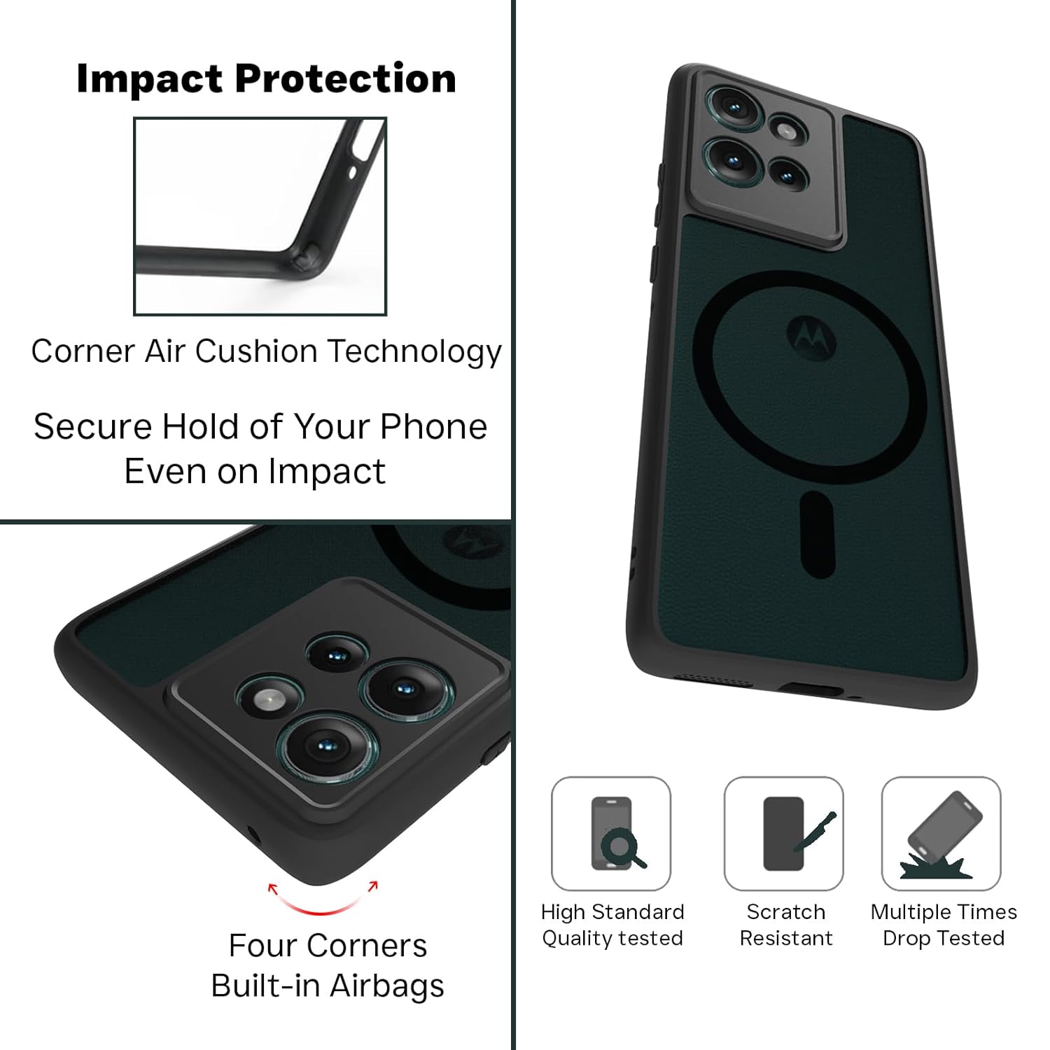 Motorola Edge 50 Back Cover Case | Sleek Hybrid - Matte Black Magnetic