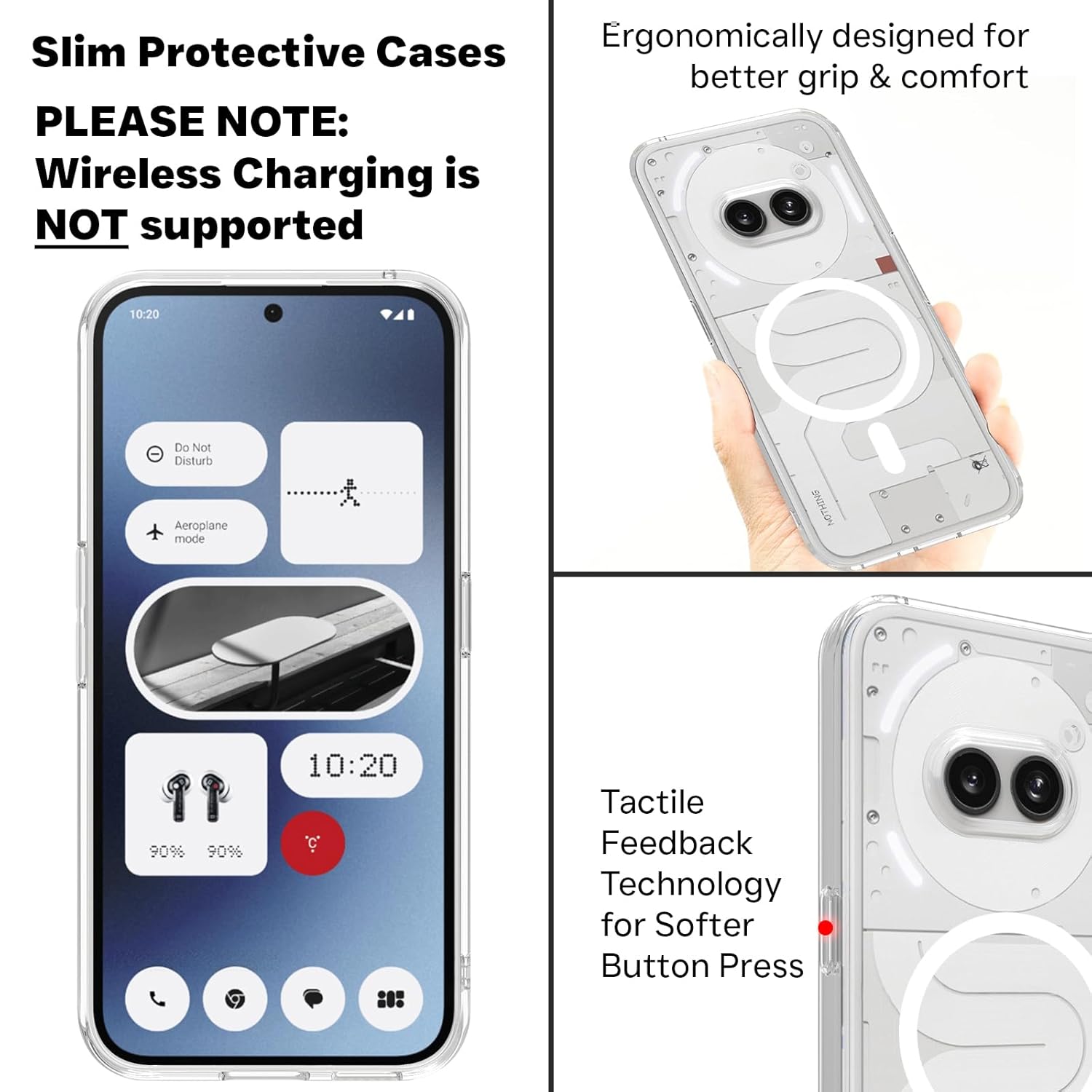 Nothing Phone 2A / 2A Plus Back Cover Case | Clear Hybrid - Clear Transparent Magnetic