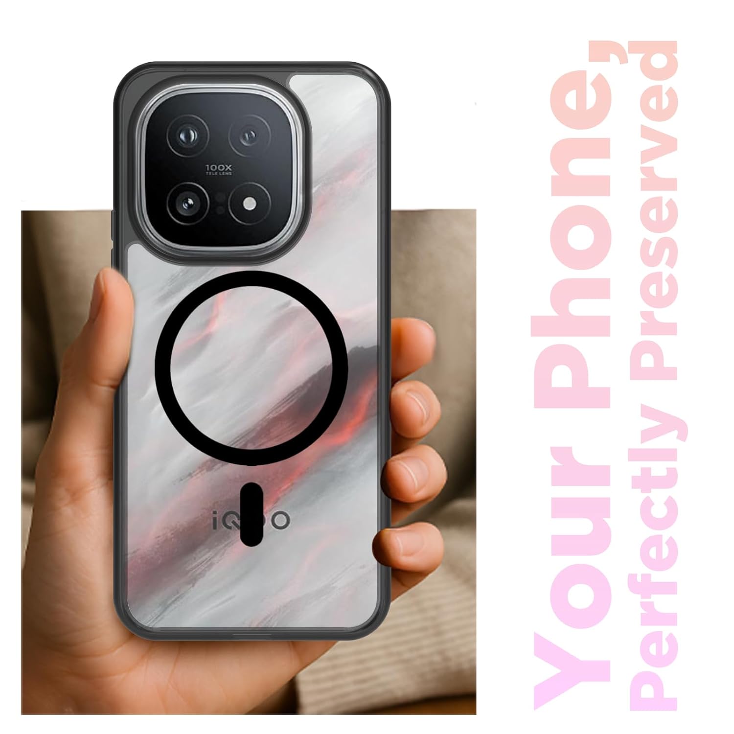 iQOO 15 5G Back Cover Case | Sleek Hybrid - Clear Magnetic
