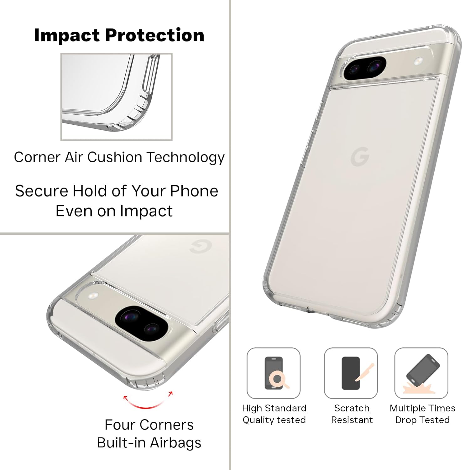 Google Pixel 8a Back Cover Case | Clear Hybrid - Clear