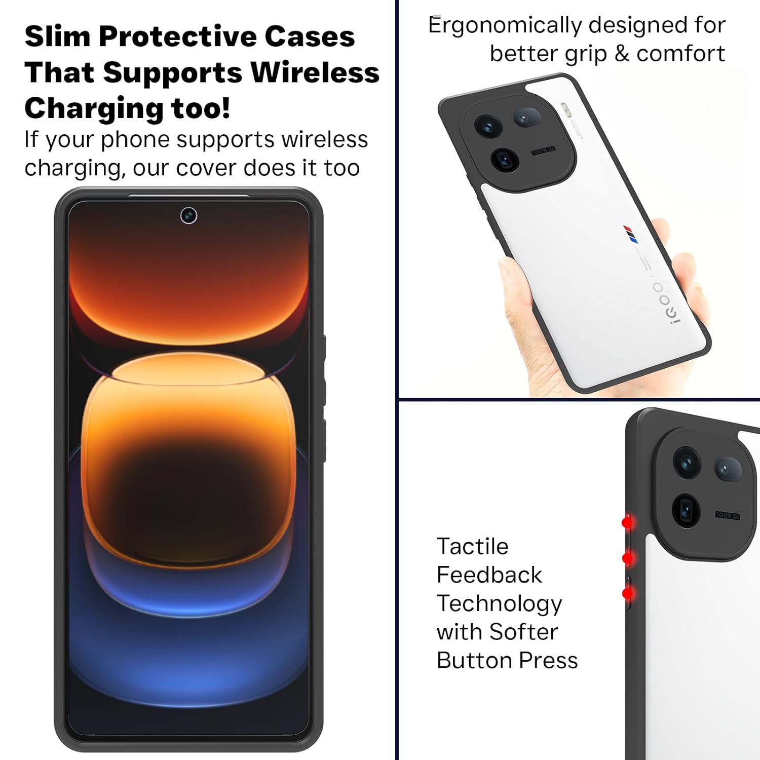 iQOO 12 5G Back Cover Case | Sleek Hybrid - Clear