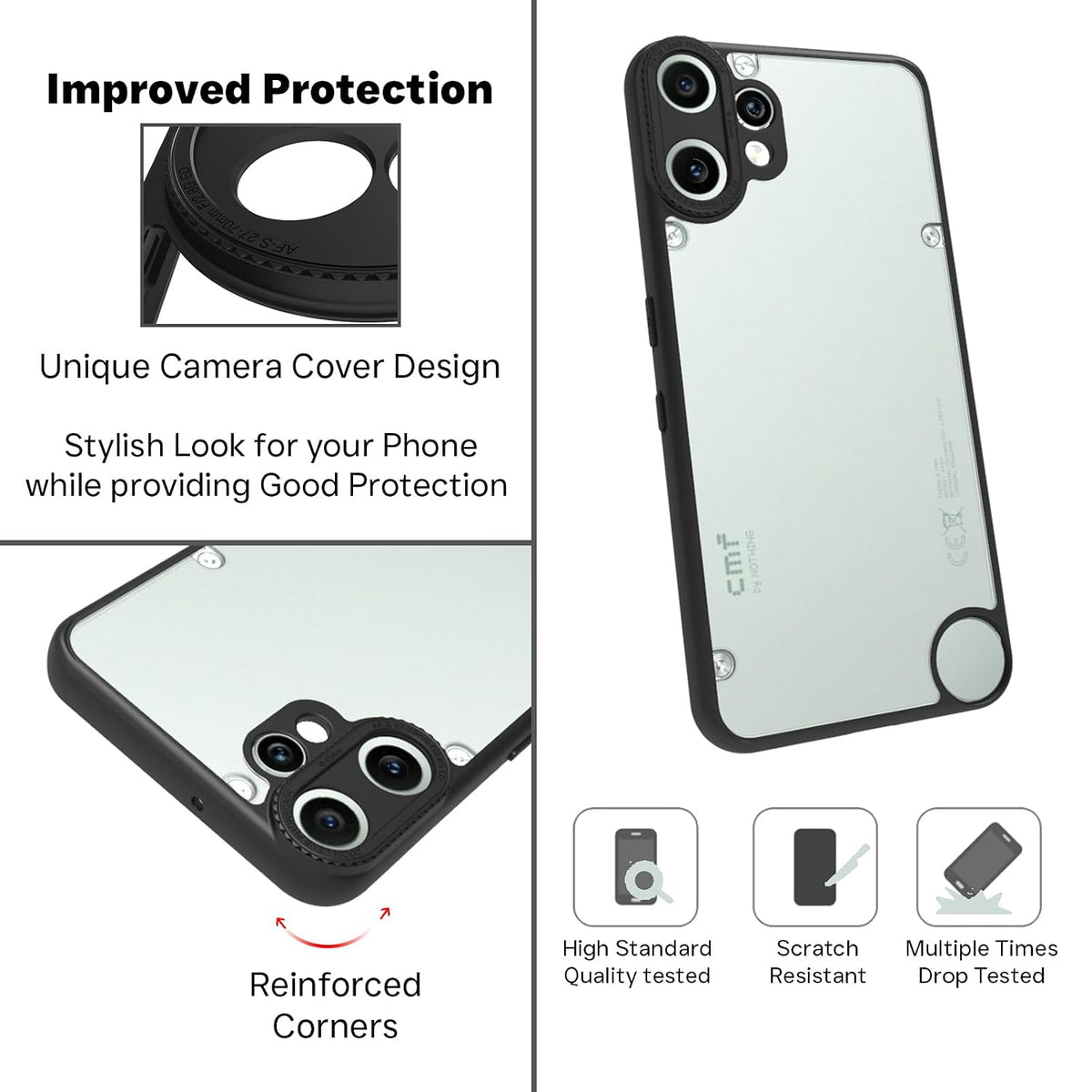 CMF Phone 2 Pro Back Cover Case | Tough Hybrid - Clear Black