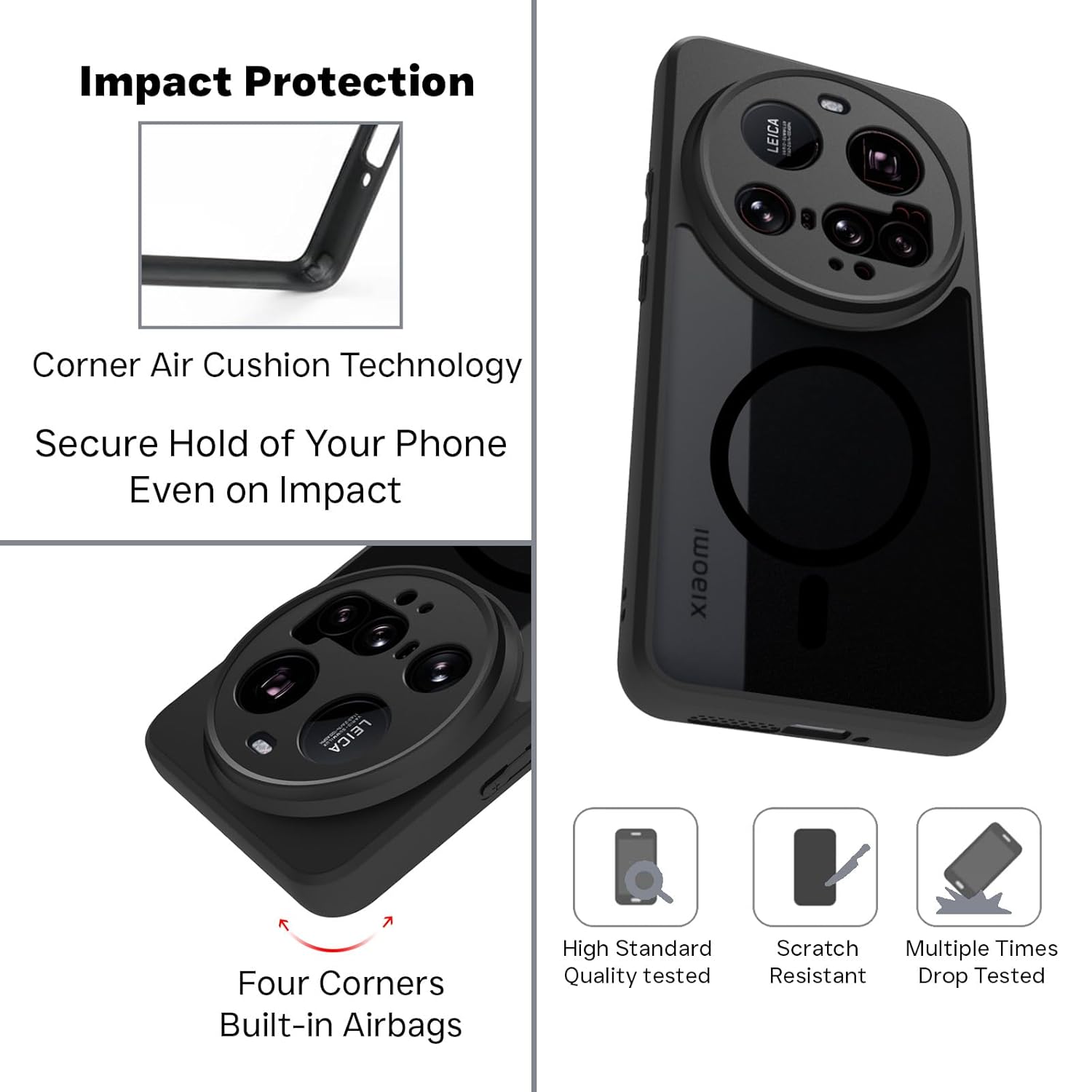 Xiaomi 15 Ultra Back Cover Case | Sleek Hybrid - Matte Black Magnetic