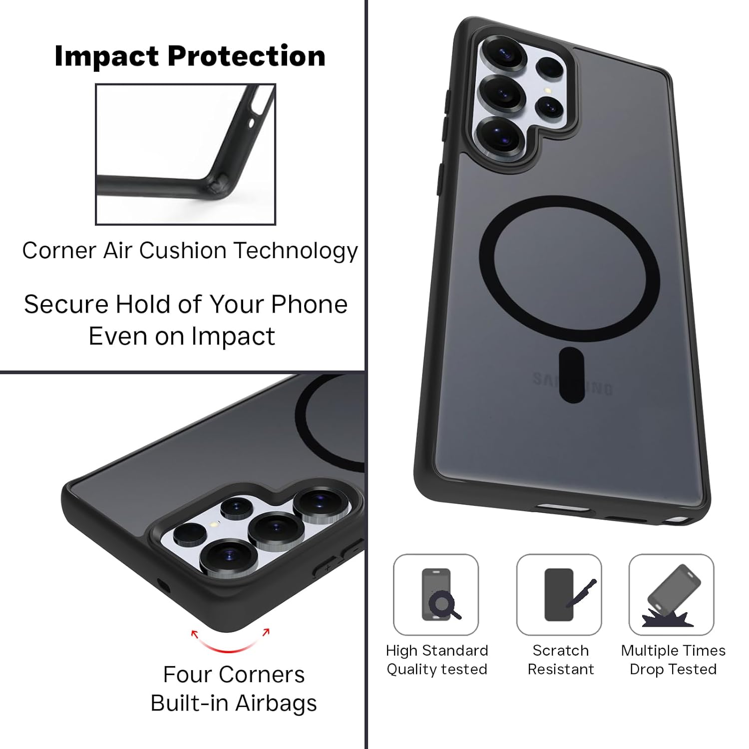 Samsung Galaxy S25 Ultra Back Cover Case | Sleek Hybrid - Matte Black Magnetic