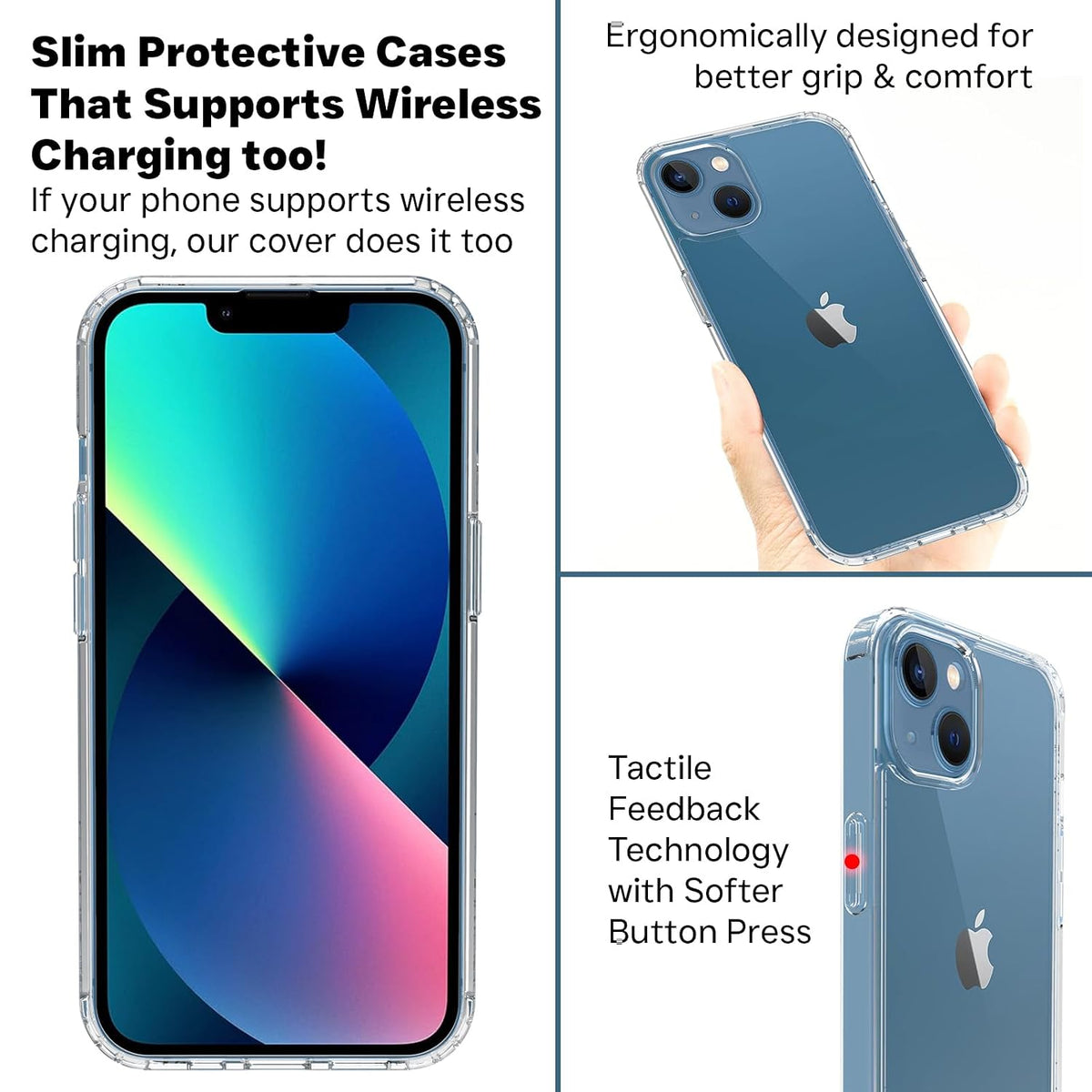 iPhone 13 Back Cover Case | Clear Hybrid - Clear
