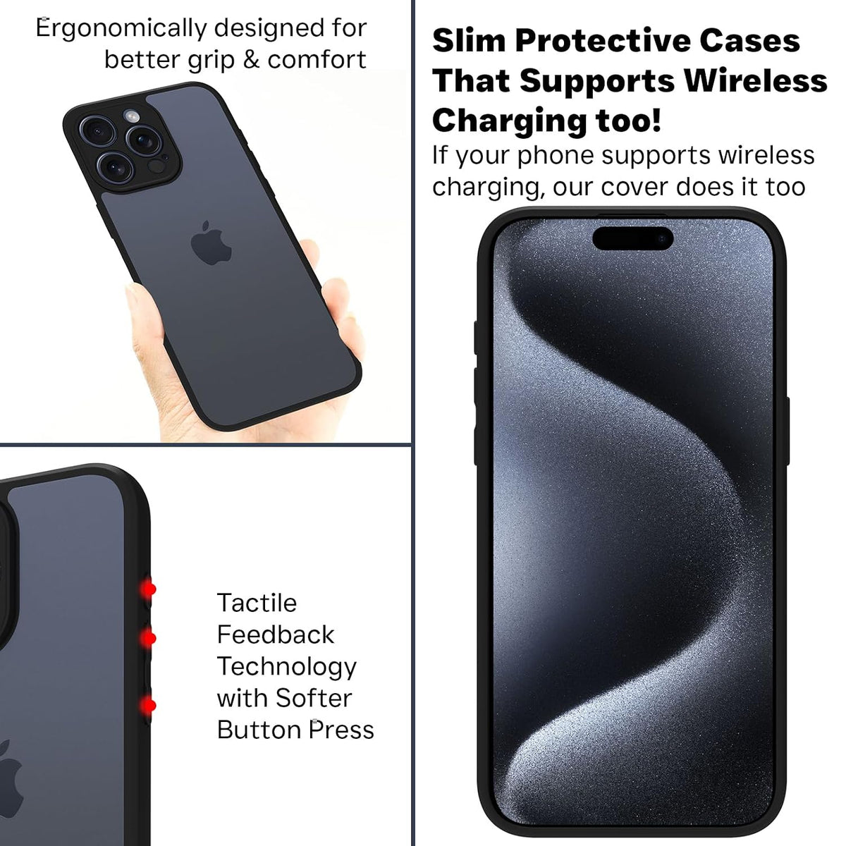 iPhone 15 Pro Max Back Cover Case | Sleek Hybrid - Clear Black