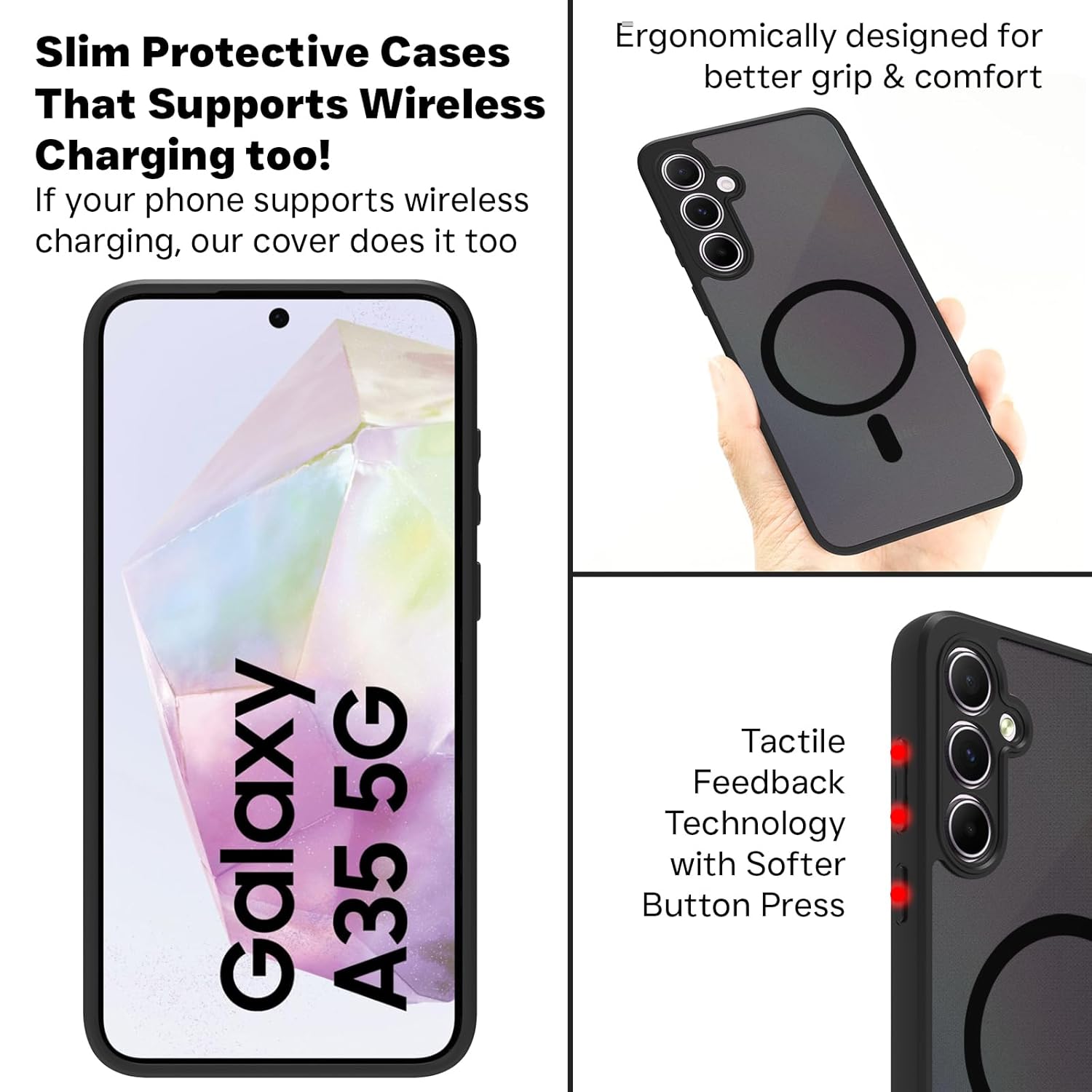 Samsung Galaxy A35 5G Back Cover Case | Sleek Hybrid - Matte Black Magnetic