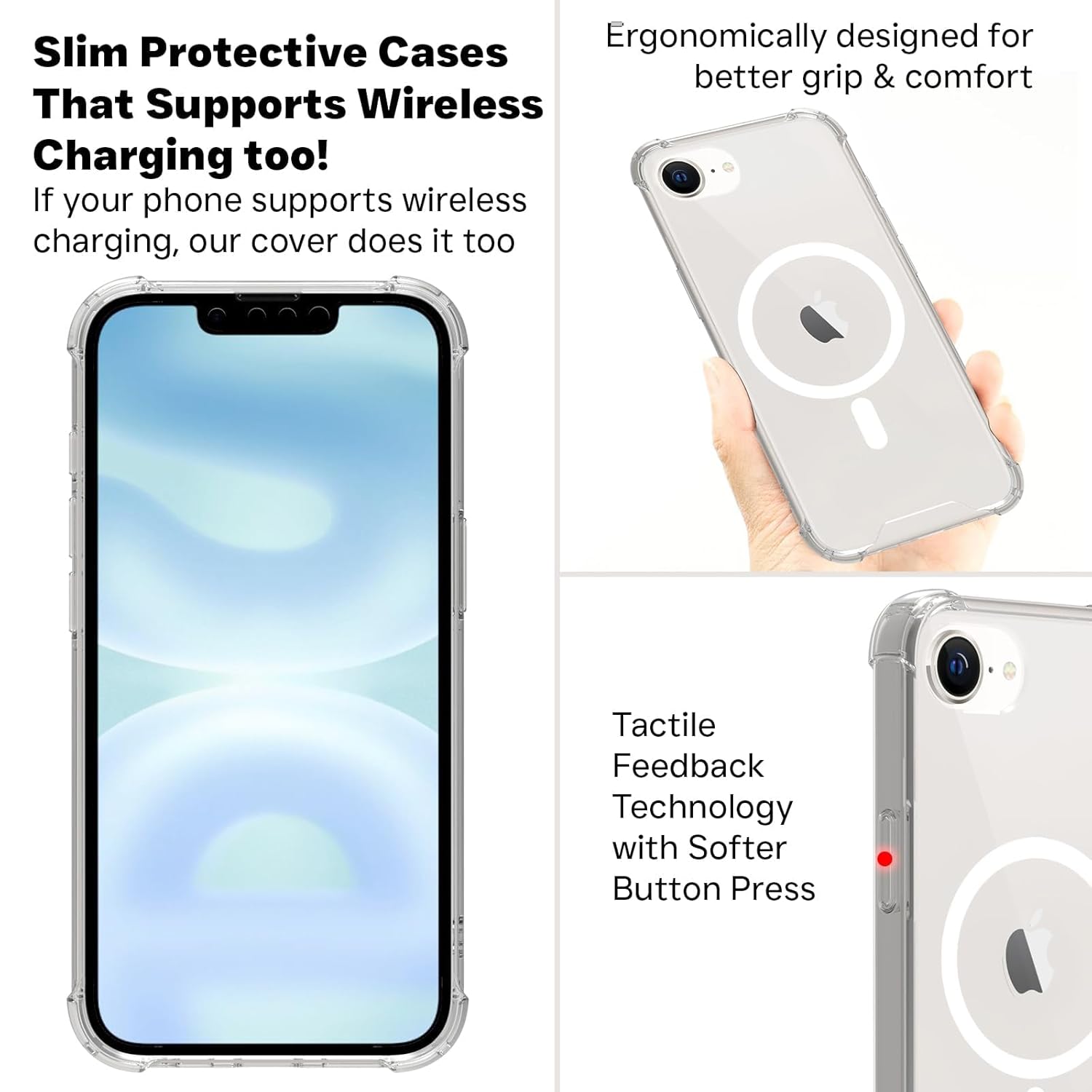 iPhone 16e / iPhone 17e Back Cover Case | Clear Hybrid - Clear Magnetic