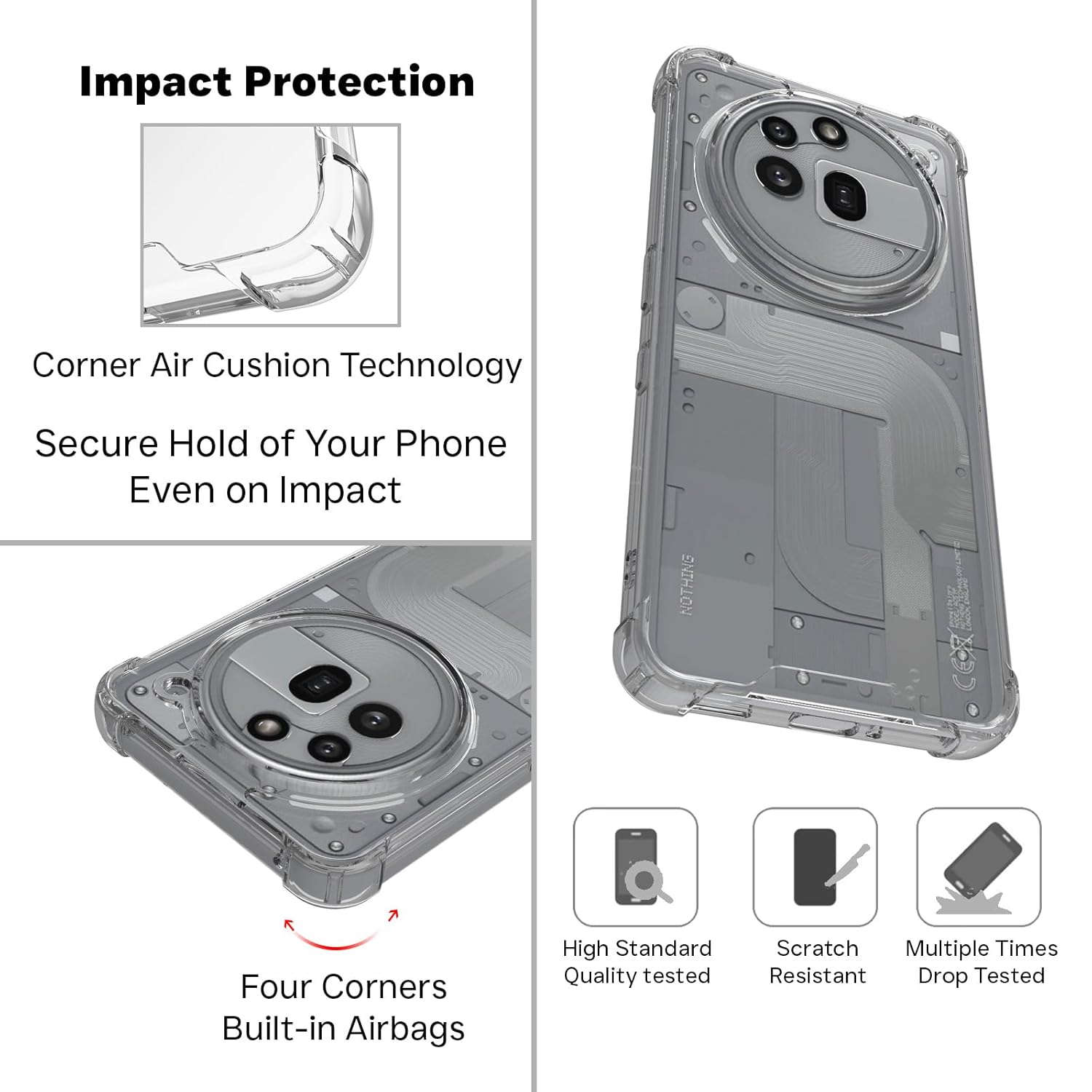 Nothing Phone 3a Pro Back Cover Case | Clear Hybrid - Clear Transparent