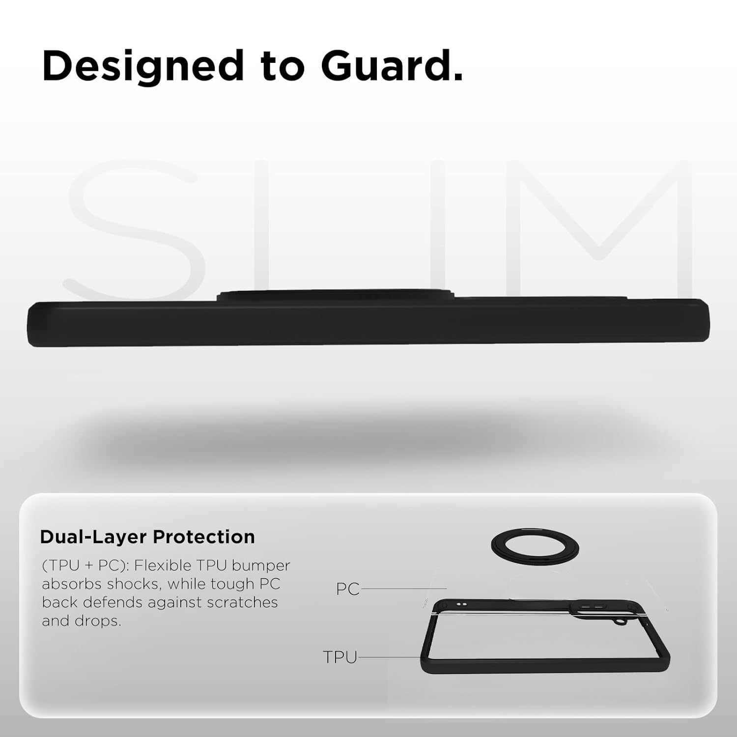 Samsung Galaxy S26 Ring Stand Back Cover Case | Sleek Hybrid - Clear Black Magnetic