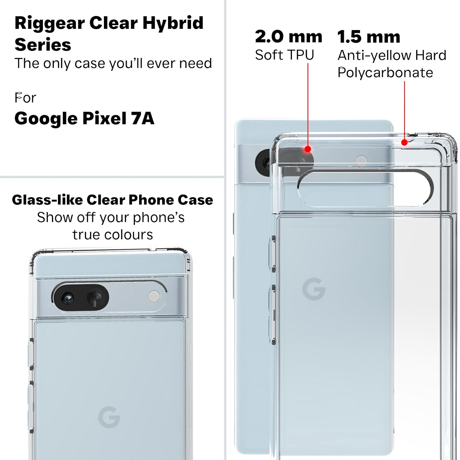 Google Pixel 7A Back Cover Case | Clear Hybrid - Clear