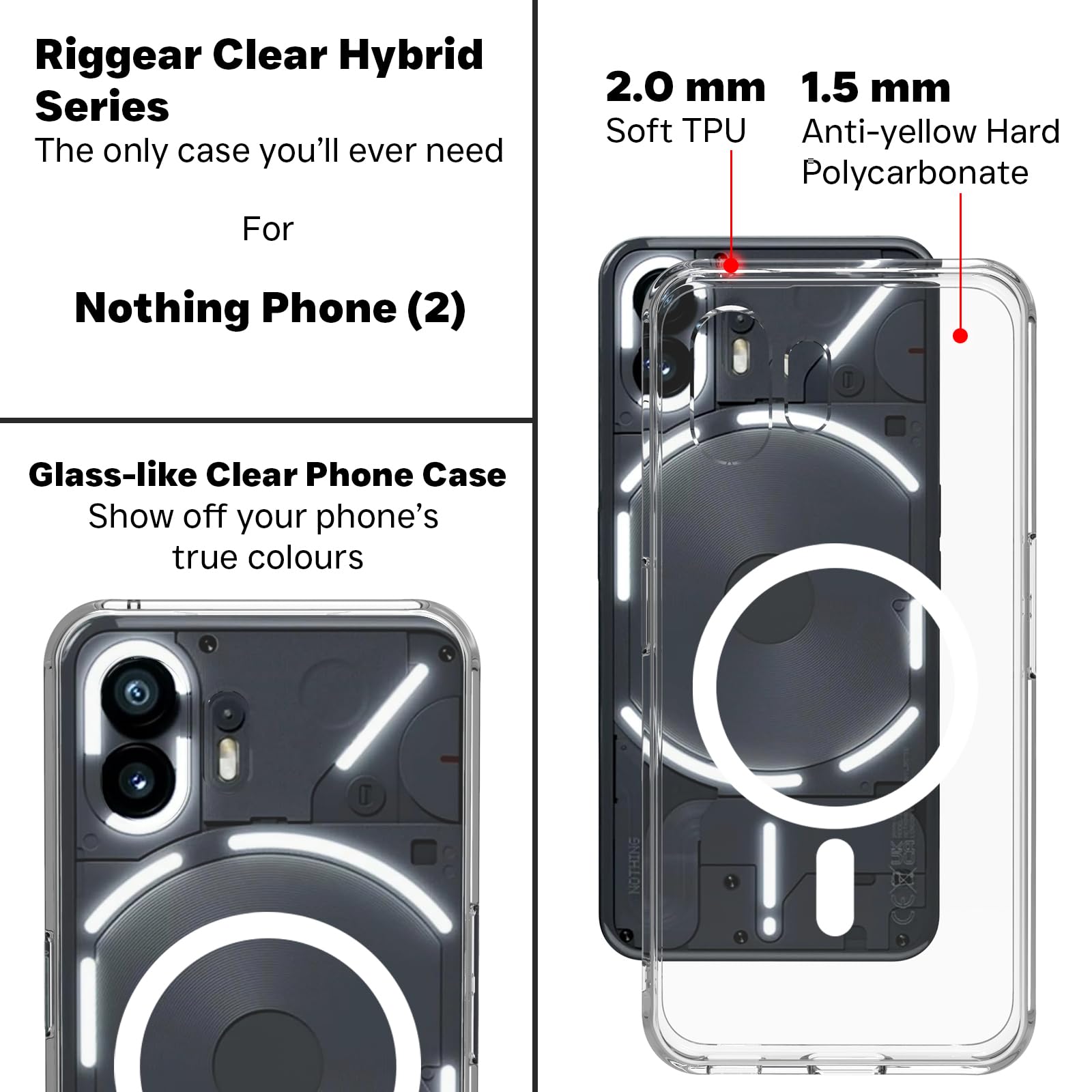 Nothing Phone 2 Back Cover Case | Clear Hybrid - Clear Smoke Magnetic