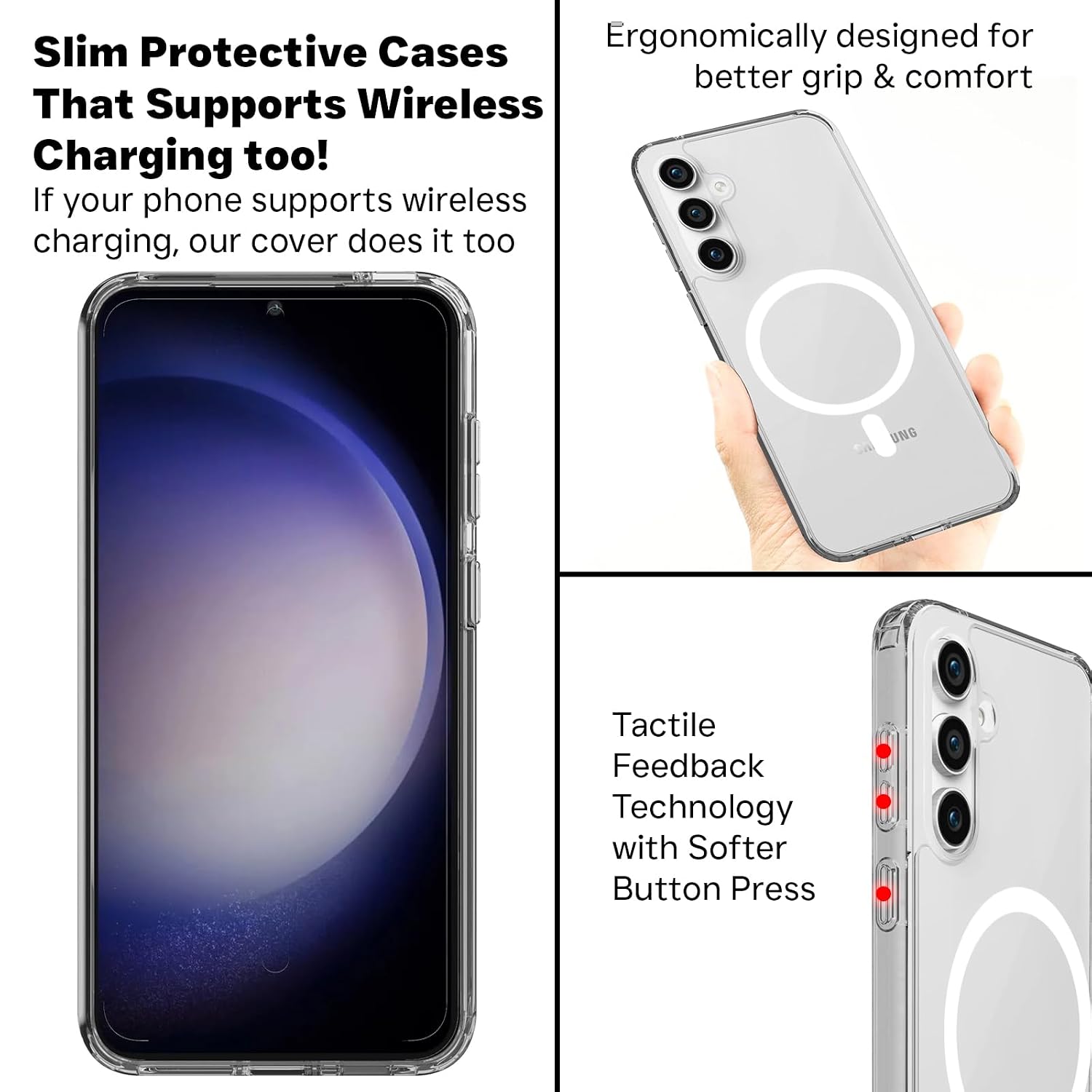 Samsung Galaxy S23 FE Back Cover Case | Sleek Hybrid - Clear Magnetic