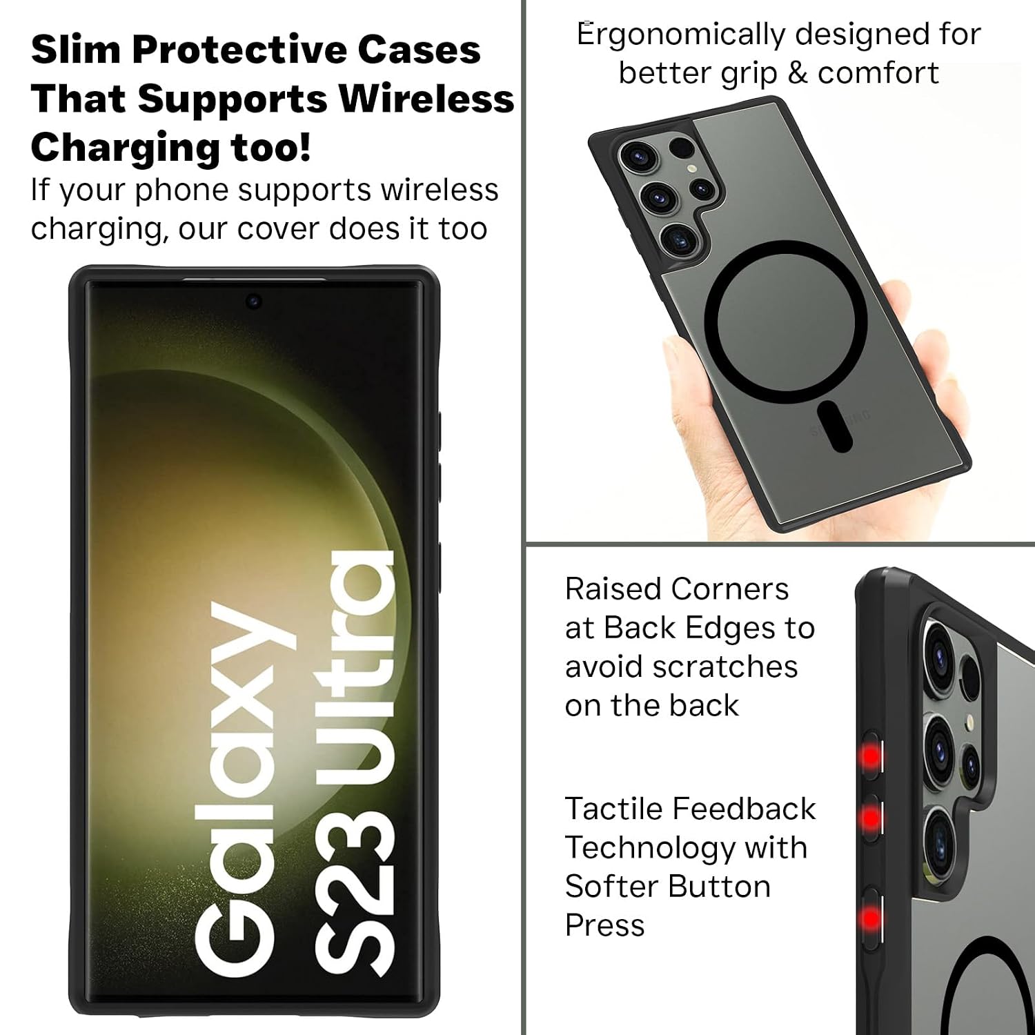 Samsung Galaxy S23 Ultra Back Cover Case | Sleek Hybrid - Matte Black Magnetic