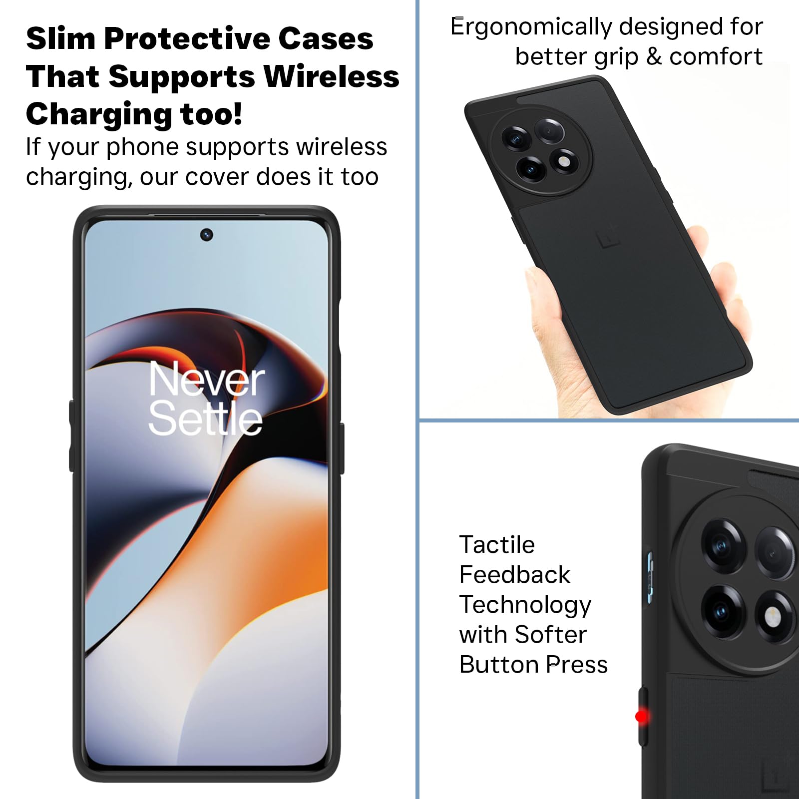 OnePlus 11R Back Cover Case | Sleek Hybrid - Matte Black