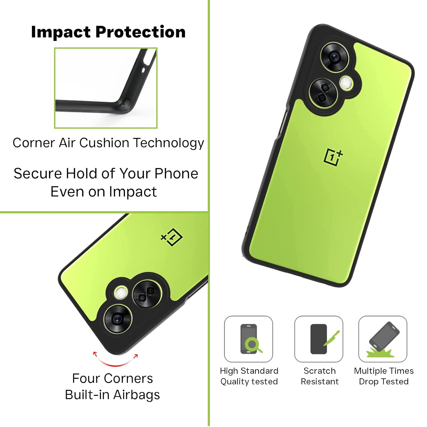 OnePlus Nord CE 3 Lite 5G Back Cover Case | Clear Hybrid - Black