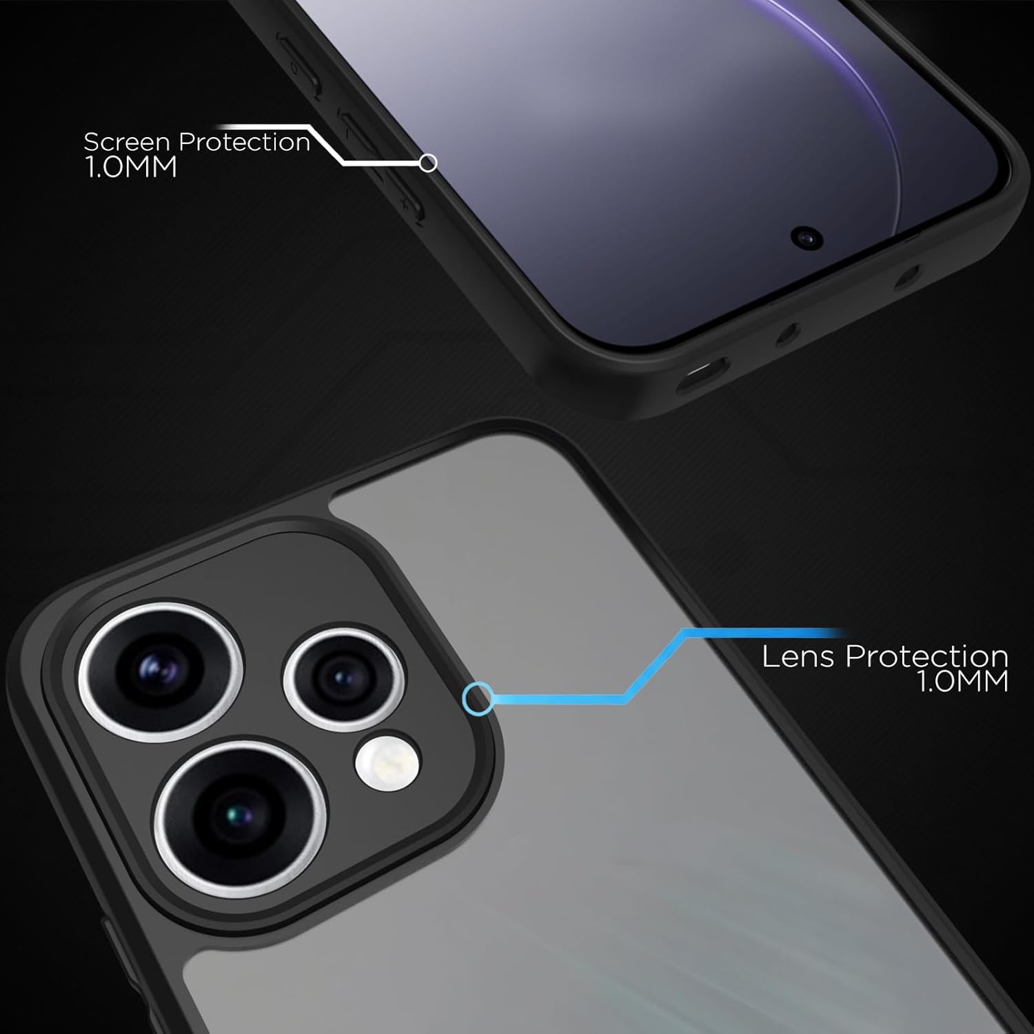 Oppo Reno15 5G Back Cover Case | Sleek Hybrid - Matte Black