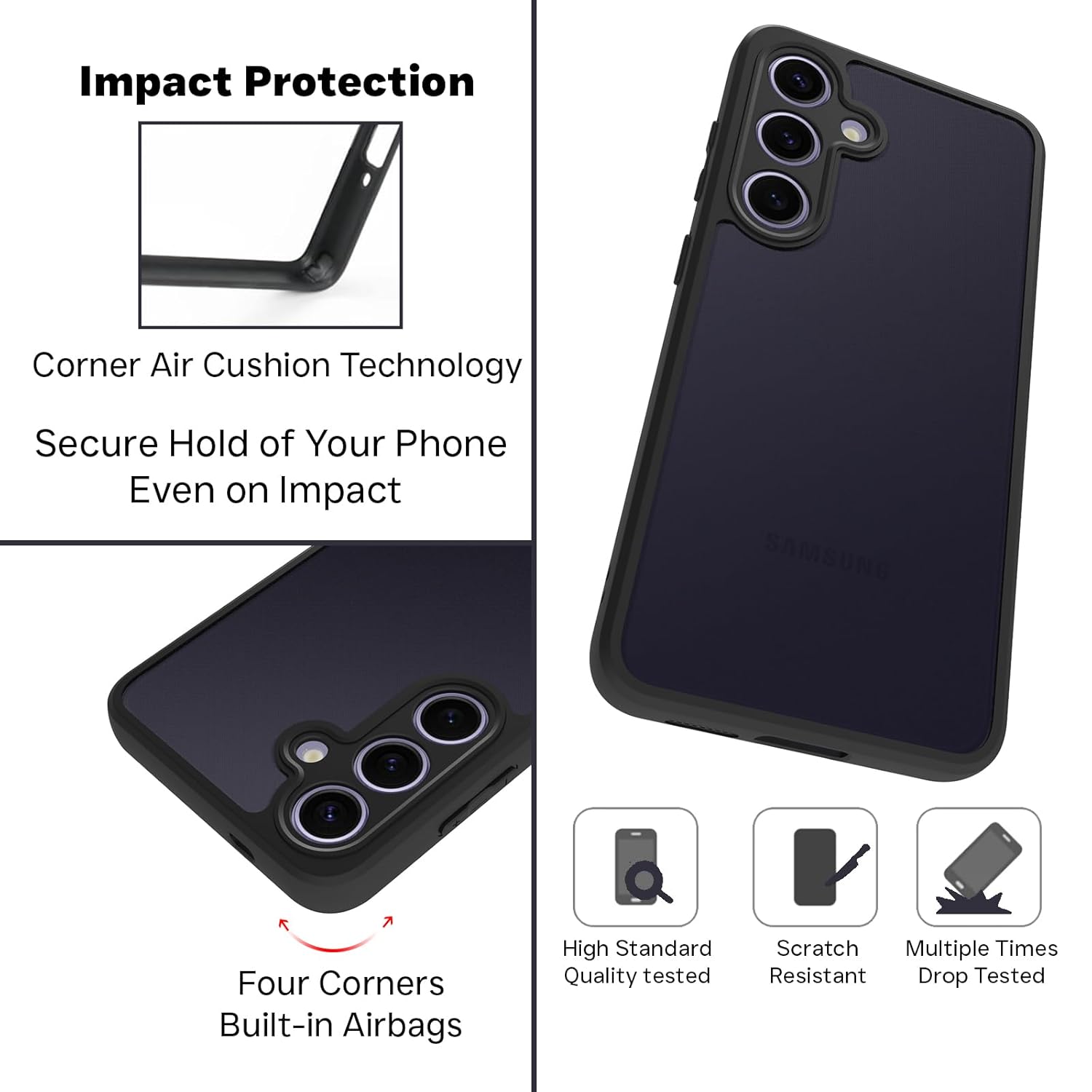 Samsung Galaxy S24 Back Cover Case | Sleek Hybrid - Matte Black