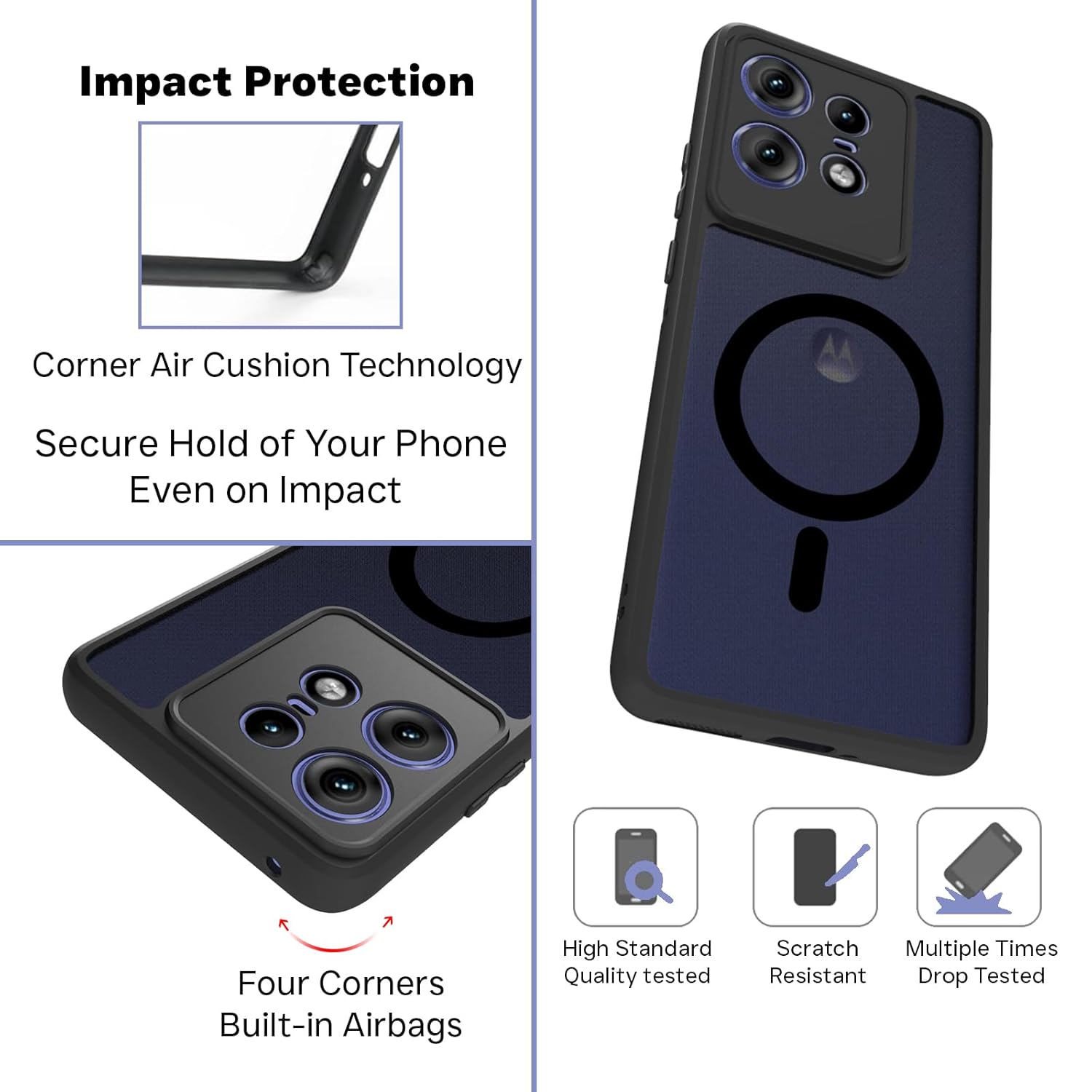 Motorola Moto Edge 50 Pro 5G Back Cover Case | Sleek Hybrid - Matte Black Magnetic