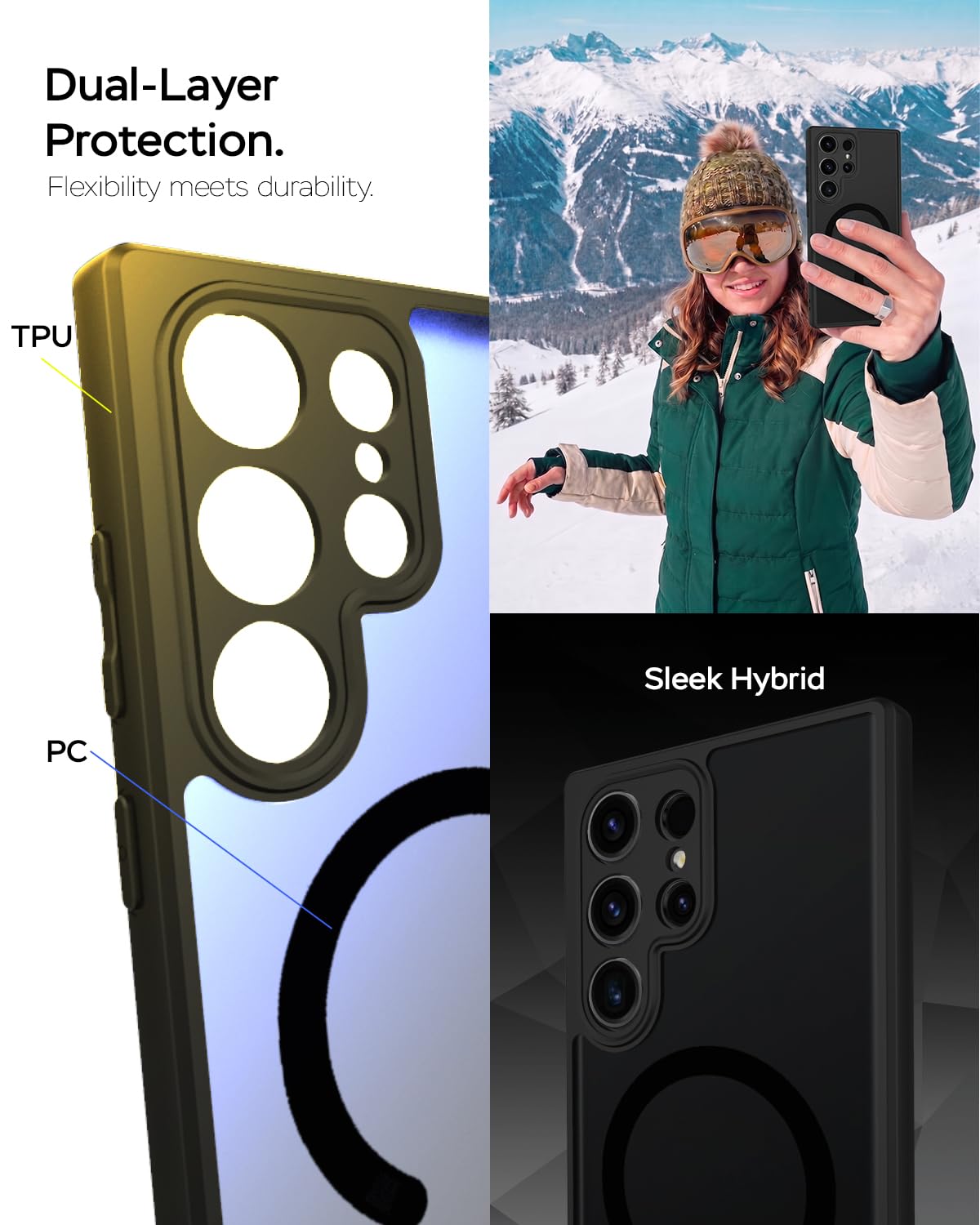 Samsung Galaxy S23 Ultra Back Cover Case | Sleek Hybrid - Matte Black Magnetic
