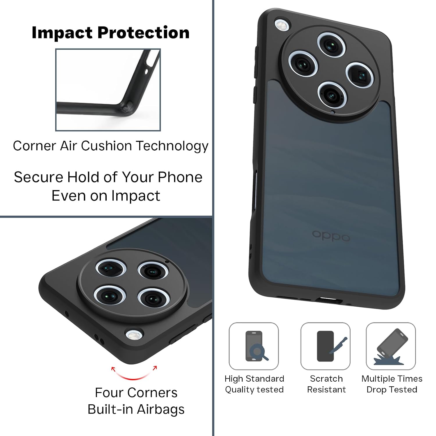 Oppo Find X8 Pro 5G Back Cover Case | Sleek Hybrid - Matte Black
