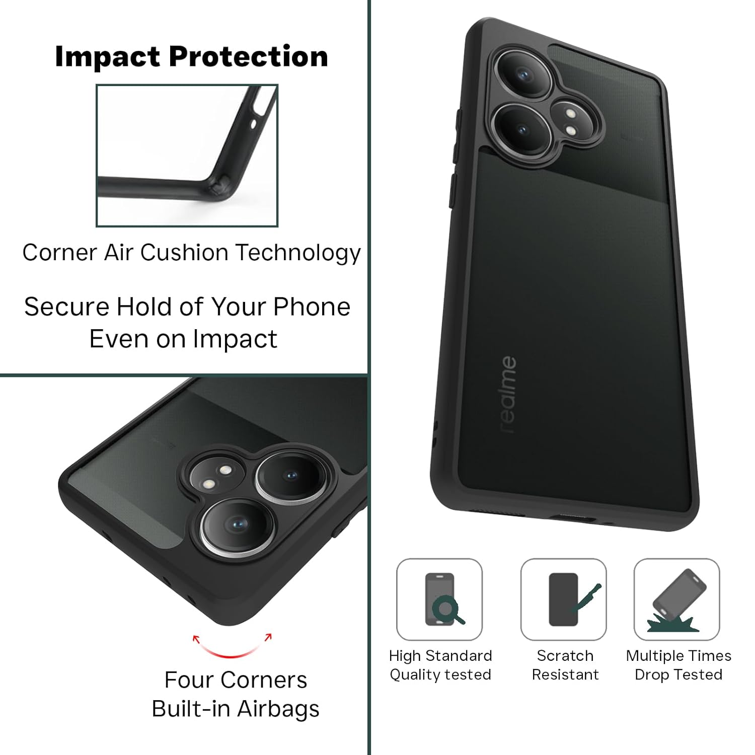 Realme GT 6 / GT 6T 5G Back Cover Case | Sleek Hybrid - Matte Black