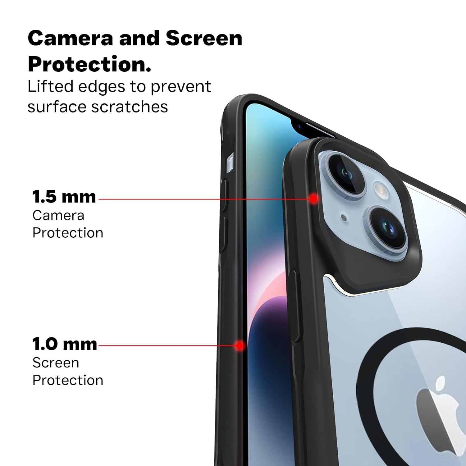 iPhone 13 / iPhone 14 Back Cover Case | Tough Hybrid - Clear Black Magnetic