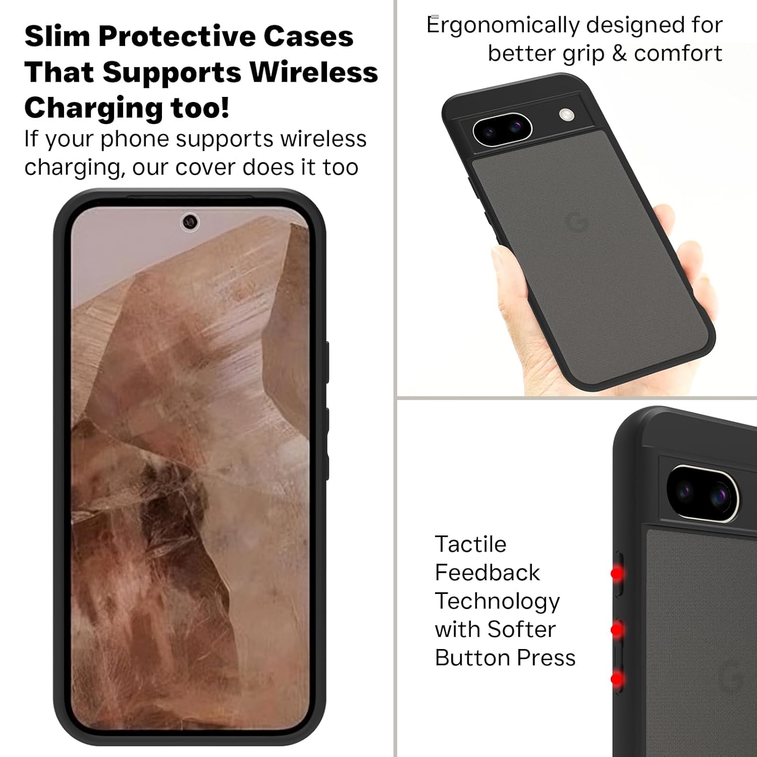 Google Pixel 8a Back Cover Case | Sleek Hybrid - Matte Black