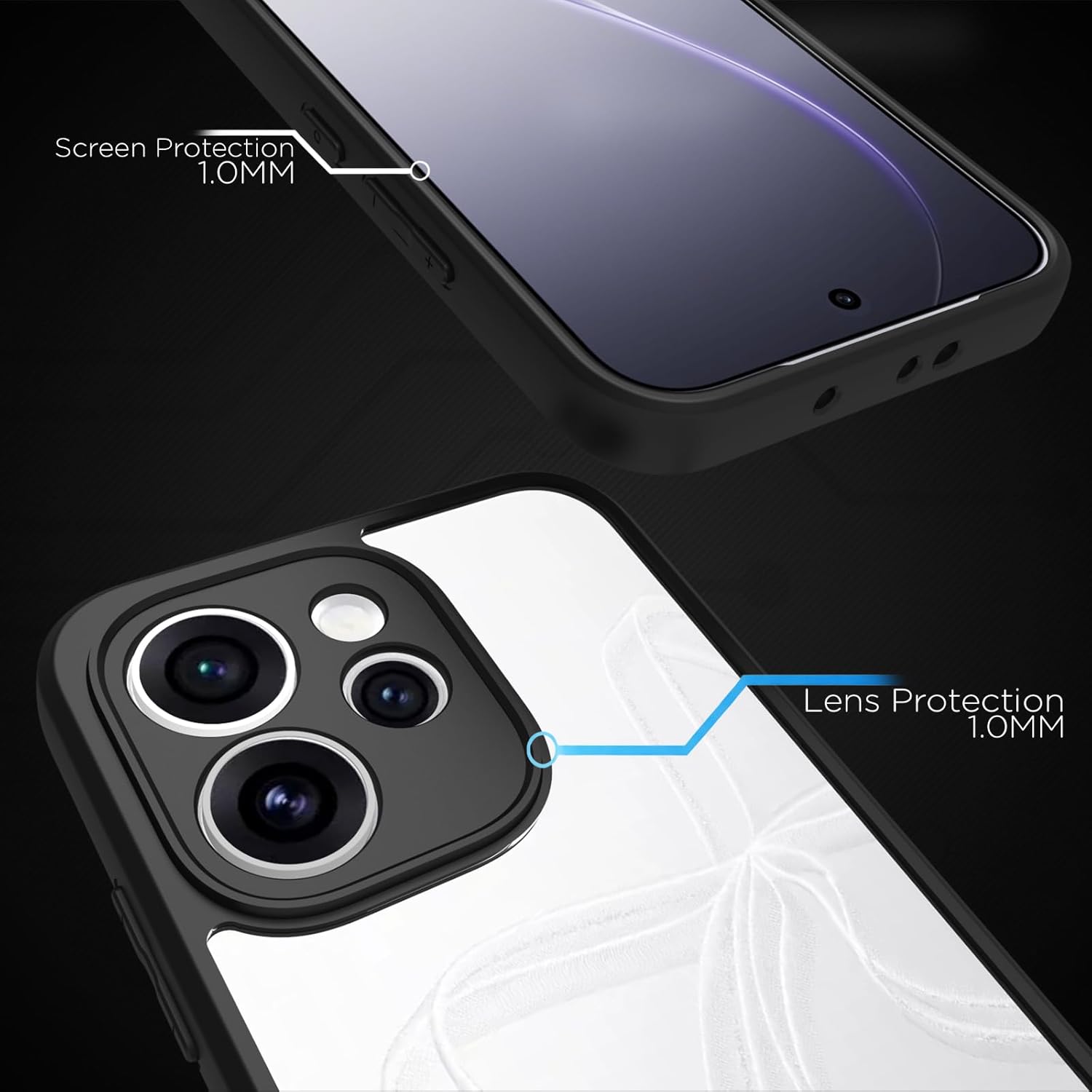 OPPO Reno15 Mini 5G Back Cover Case | Sleek Hybrid - Clear Black