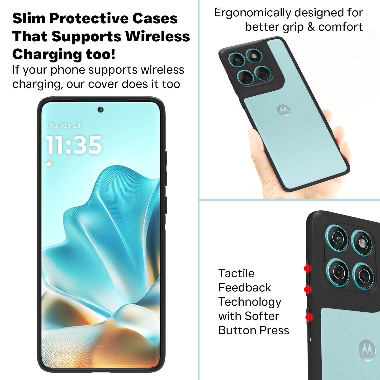 Moto Edge 60 Fusion 5G / Moto Edge 60 5G Back Cover Case | Clear Hybrid - Clear Black