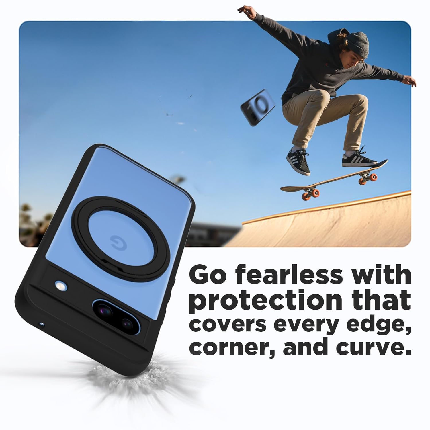Google Pixel 8A Back Cover Case | Clear Hybrid - Clear Black Magnetic