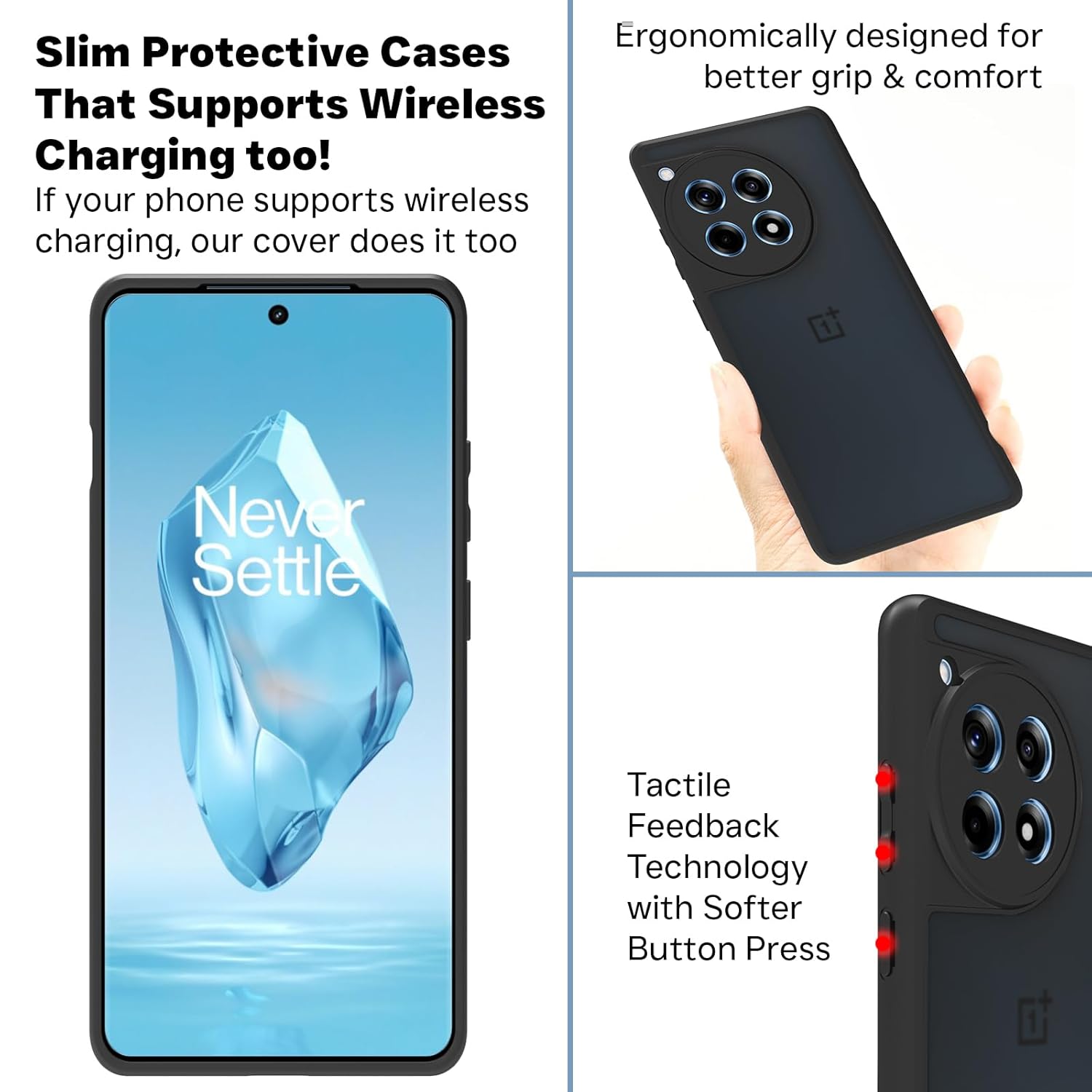 OnePlus 12R Back Cover Case | Sleek Hybrid - Matte Black