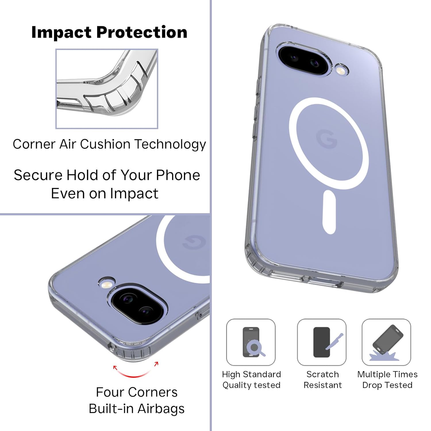 Google Pixel 9a Back Cover Case | Clear Hybrid - Clear Magnetic