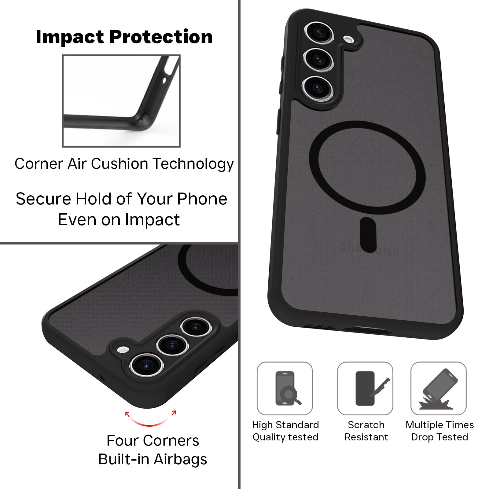 Samsung Galaxy S23 Back Cover Case | Sleek Hybrid - Matte Black Magnetic