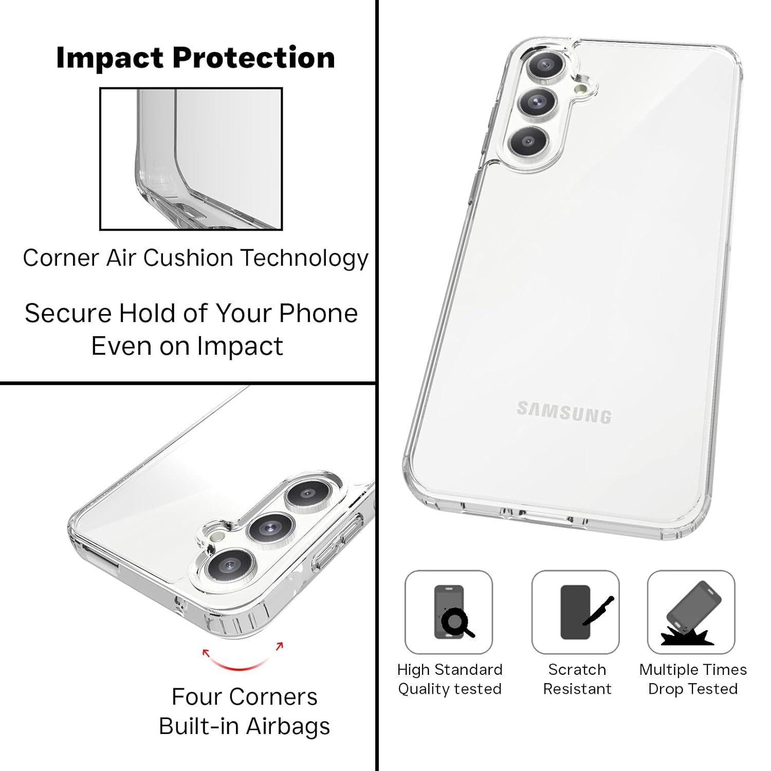 Samsung Galaxy A55 5G Back Cover Case | Clear Hybrid -