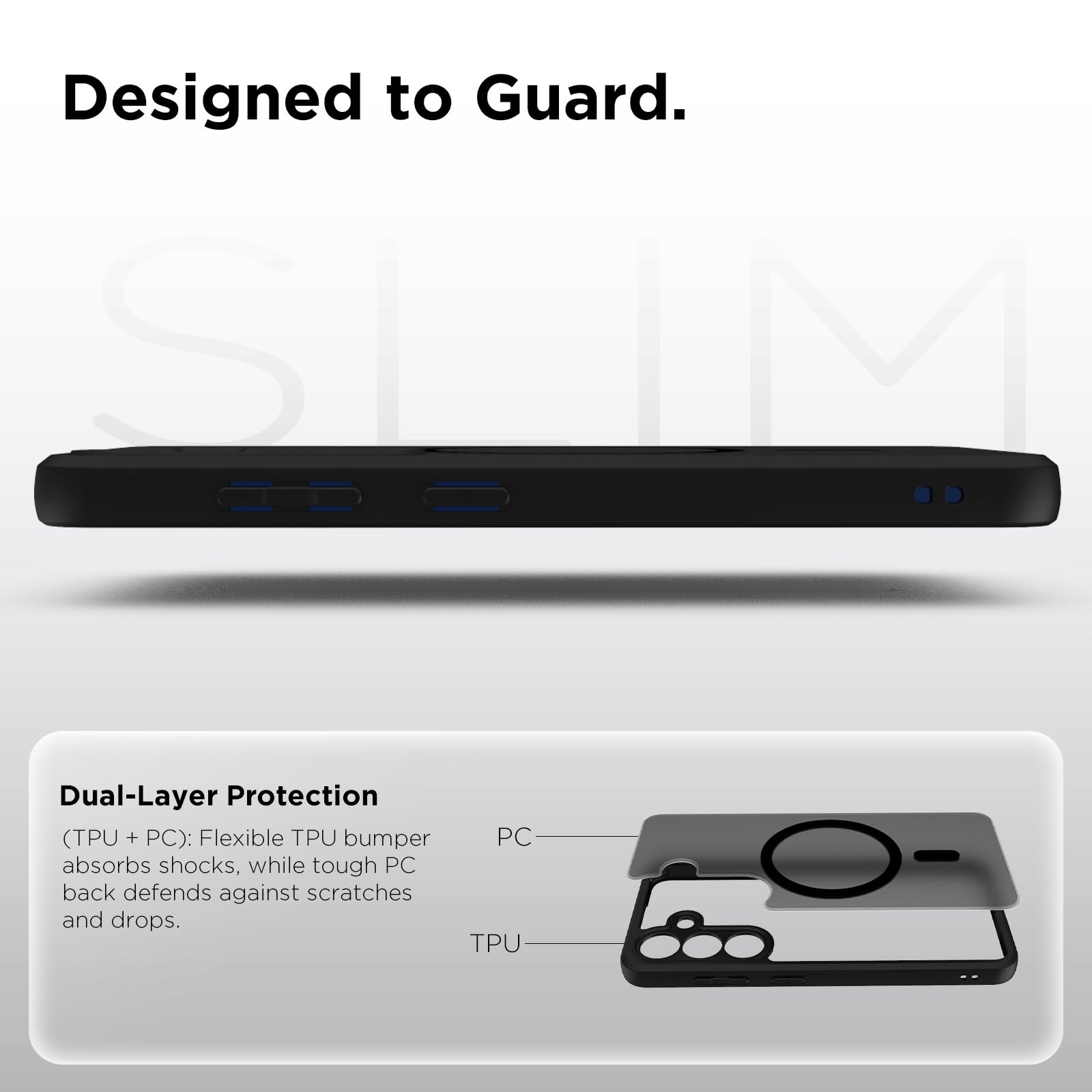 Samsung Galaxy S25 Back Cover Case | Sleek Hybrid - Matte Black Magnetic