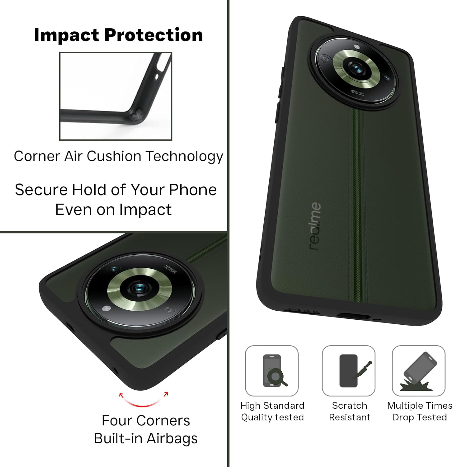 Realme 11 Pro / 11 Pro Plus / Narzo 60 Pro 5G Back Cover Case | Sleek Hybrid - Matte Black