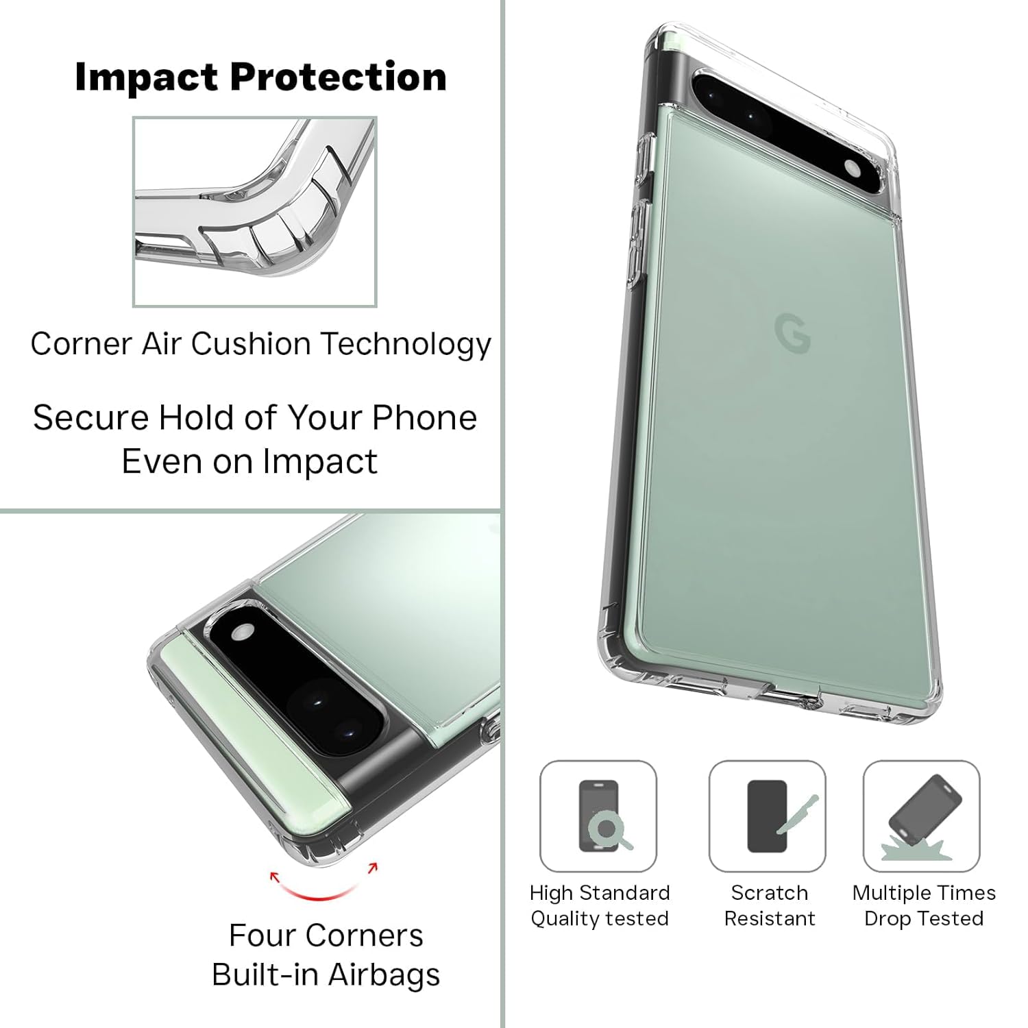 Google Pixel 6A Back Cover Case | Clear Hybrid - Clear