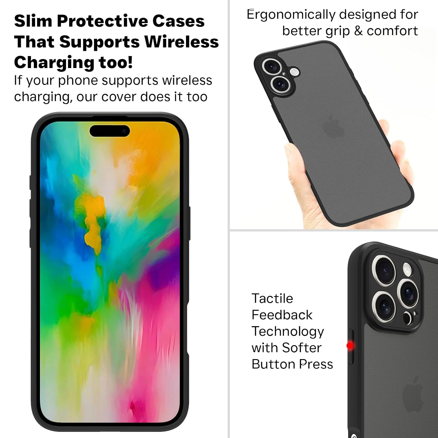 iPhone 16 Pro Max Back Cover Case | Sleek Hybrid - Matte Black