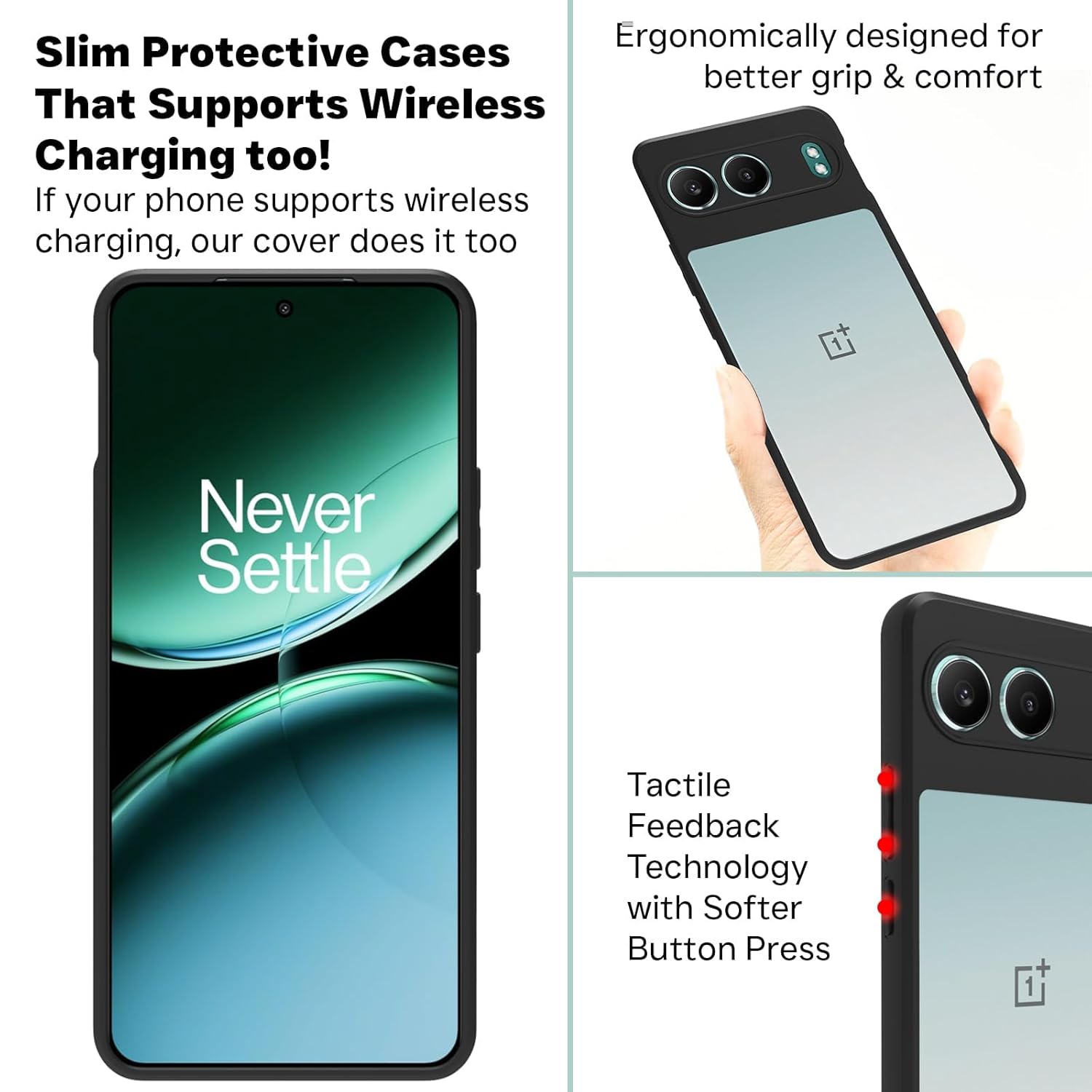 OnePlus Nord 4 5G Back Cover Case | Sleek Hybrid - Clear Black Transparent